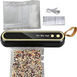 食品用真空シーラー, ポータブル充電式密封機械, コードレス食品用真空シーラー 10袋付き, 家庭用キッチン、ピクニック、旅行、食品保存、肉の保存、容器、瓶の密封に対応した