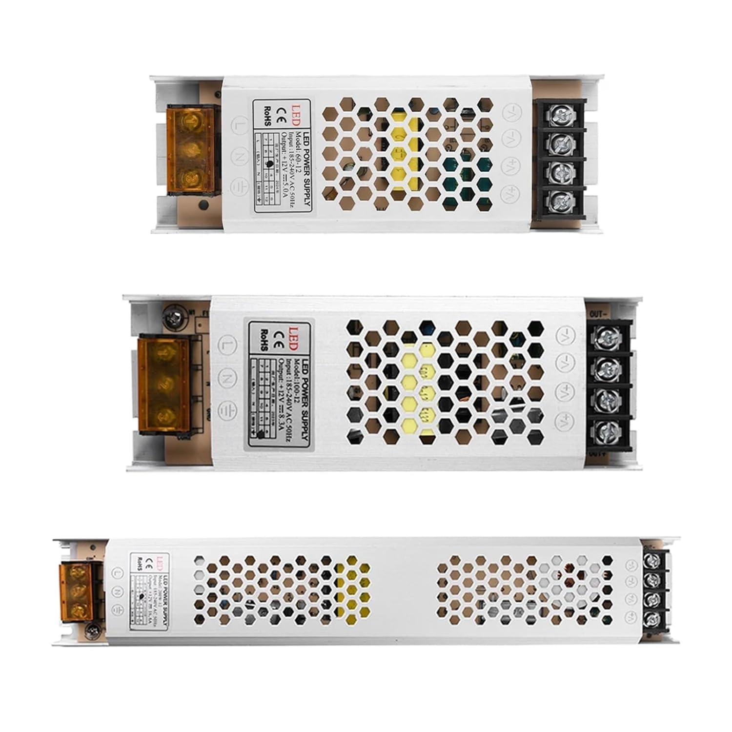 Ultra Thin Driver LED Strip Voltage Stabilizing Power Supply Lighting Transformers DC 220V to 12V 60W 100W 200W(60W)