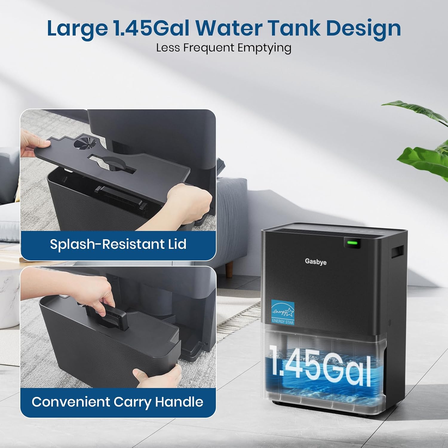 4500 Sq.Ft. 2026 Energy Star Dehumidifier for Basement with Drain Hose, Max 75 Pints/D Dehumidifier for Large Room, [43dB Quiet Compressor], Easy Drainage, Auto-restart, Black