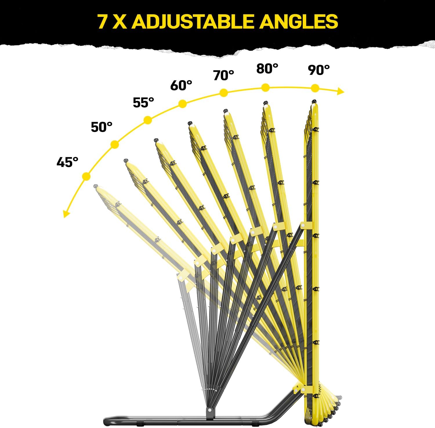 Baseball & Softball Rebounder Net with Carry Bag，7 Angles Adjustable Pitchback for Fly Balls, Grounders & Line Drives,Portable Fielding Trainer，4x4.5FT Bounce Back Net for All Players