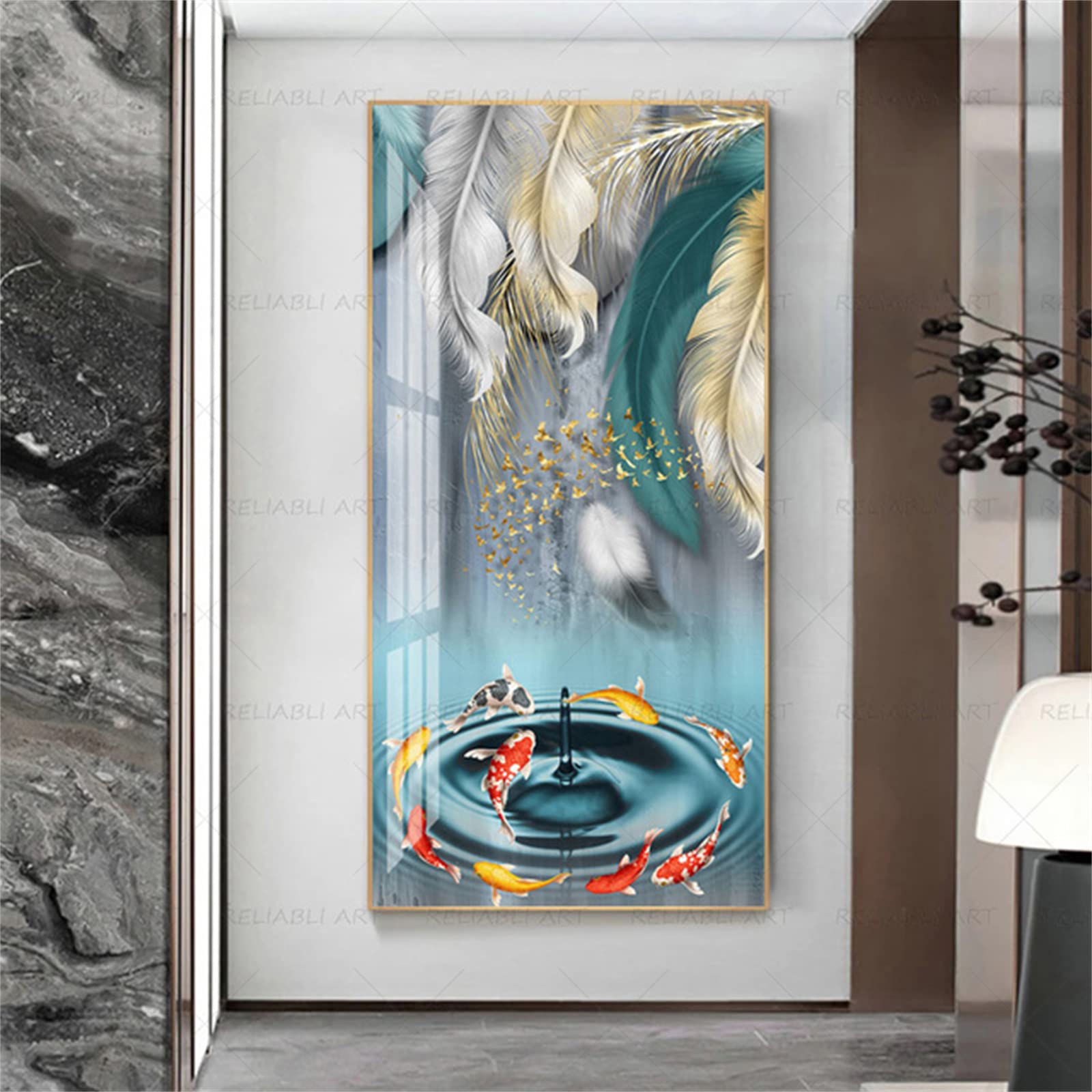 Diamond Painting Kit Complet 60x120cm avec motifs plumes colorées pour adultes Z-8895