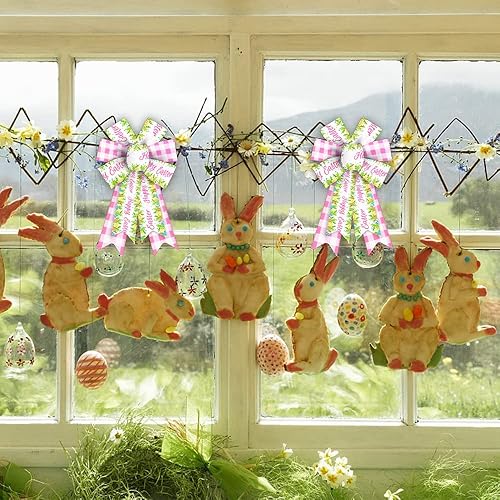 Miniatura 3 de ALIBBON Lazos de Pascua para coronas, lazos de corona de Pascua, lazos de flores de primavera para manualidades, decoración de Pascua, lazos de