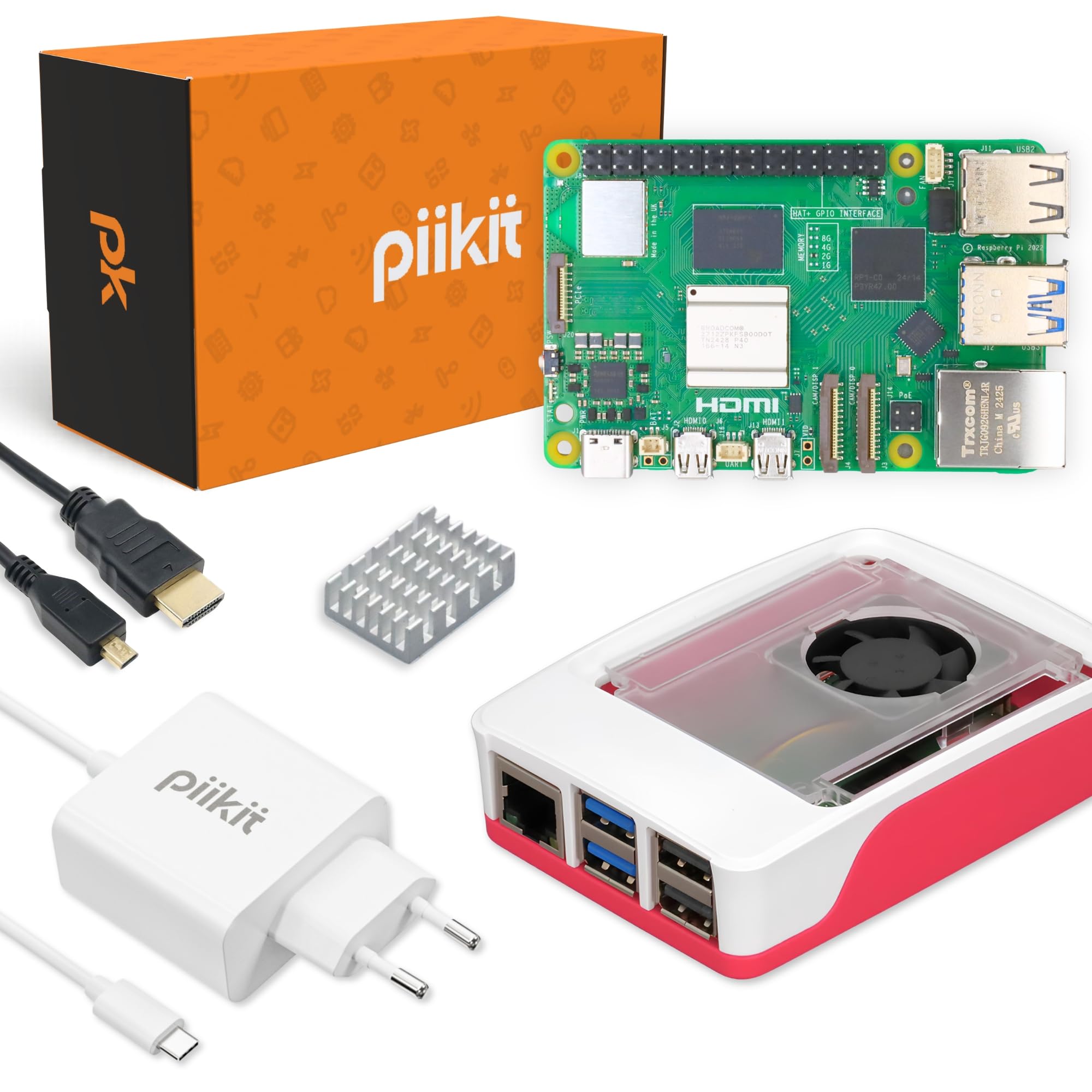 Starter Kit pour Raspberry Pi 5 4 Go - Édition Essentielle | Alimentation 27 W | Boîtier avec Ventilateur Intégré et Dissipateur Thermique | Câble Micro-HDMI 4K 60 Hz