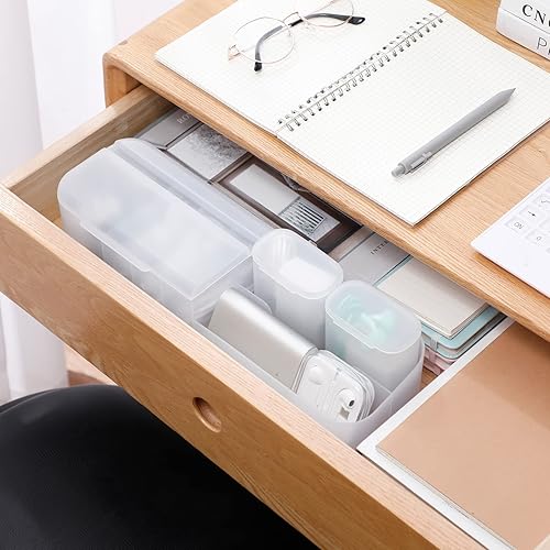 Miniatura 6 de Organizador de almacenamiento de cables de plástico con tapa, caja de cables grande para cajón de escritorio con lazos de alambre para suministros