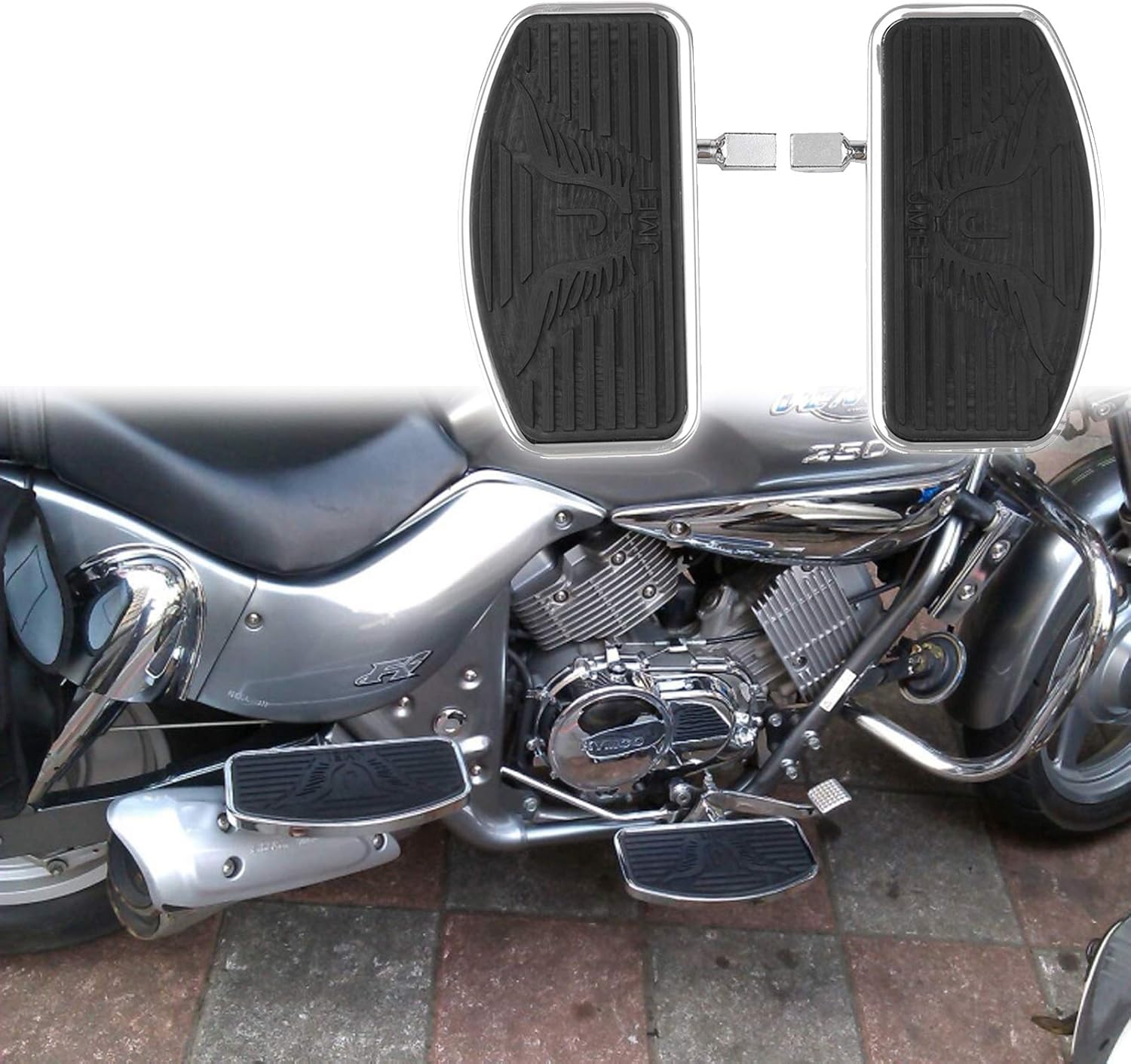 Areyourshop Motorcycle Front/Rear Footboards Floorboard for Honda Shadow Aero 750 VT750(Only for Models with 6mm Size Pin Hole)