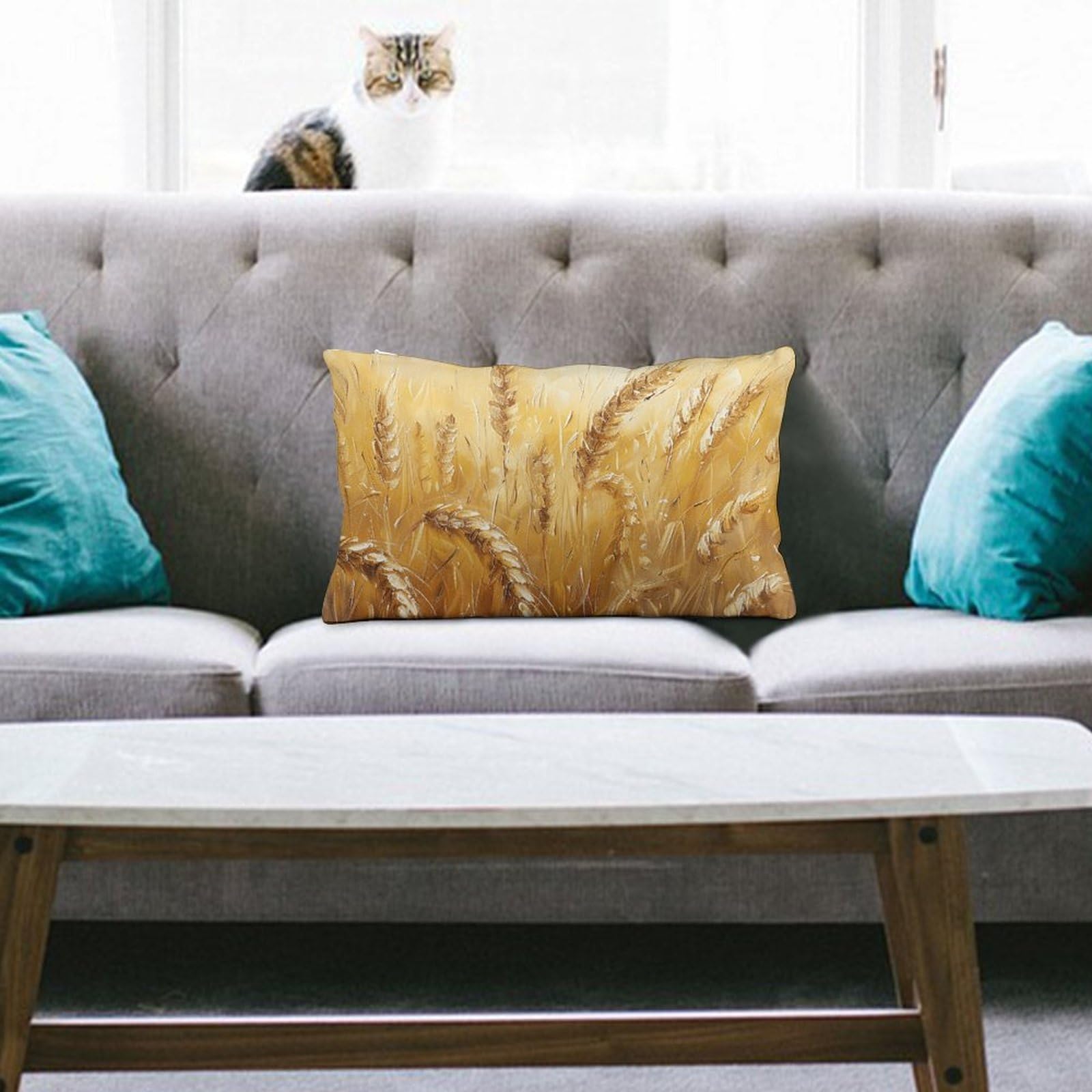 NTVOWPZO Decoration Throw Pillow Covers 8"x12" Pillowcases Covers Golden Wheat Field Image Soft Pillowcases Modern Farmhouse Home Decor Sofa Cushions Covers for Couch Bed Living Room