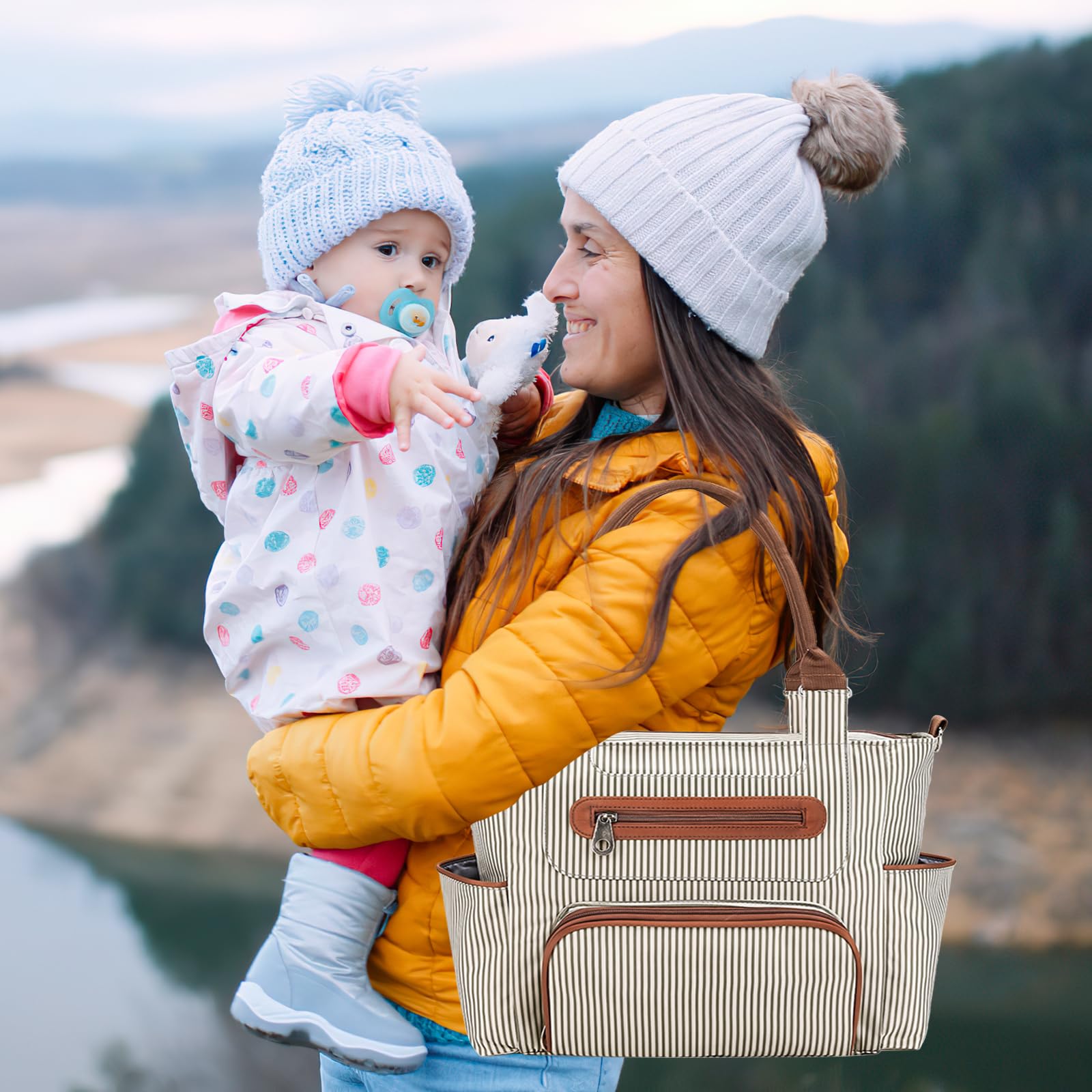 Moclever Juego de 8 bolsas de pañales, bolsa de bebé esencial para bebé, bolsas multifuncionales para cambiar pañales con bolsa de malla para biberones