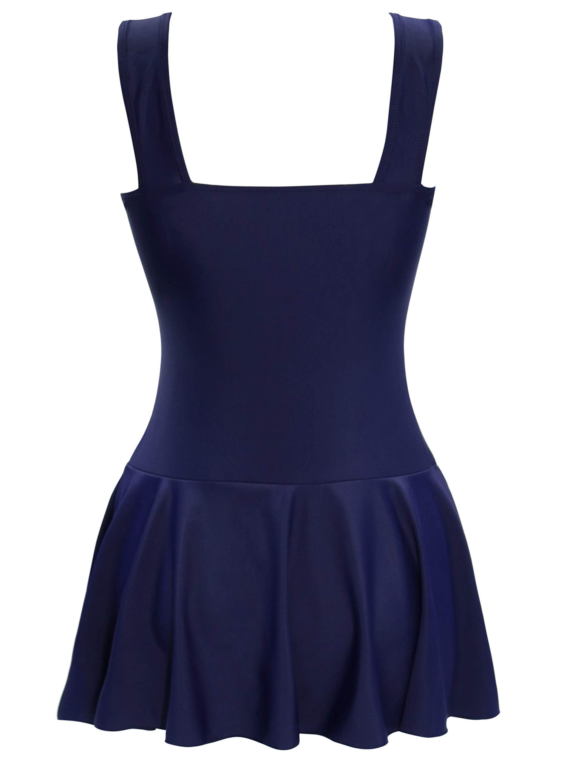 AONTUS Women One Piece Swimsuits Boy Shorts Bathing Suit Tummy Control Swimdresses 16-18 Blue