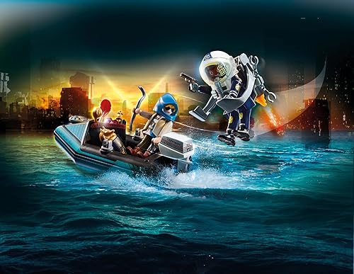 Miniatura 2 de Playmobil Paquete de chorro de policía con barco