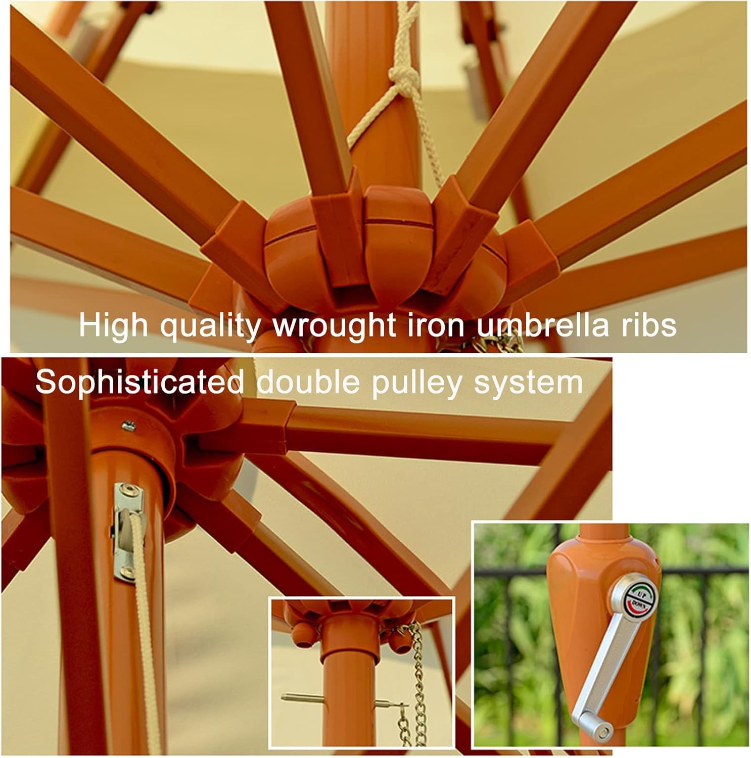 Garden parasols Garden - 9ft Parasol Umbrella with Crank Handle, Sun Protection Sturdy Ventilation, Outdoor Umbrellas Patio, Without Base, for Beach, Pool, Terrace, Park, Dining Outdoor parasols