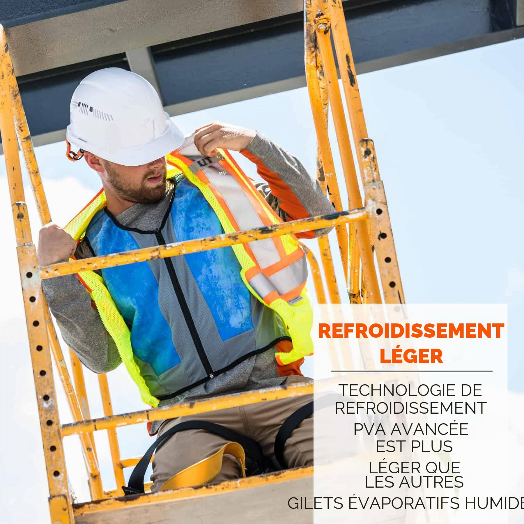 Ergodyne Gilet de Refroidissement par évaporation Humide – PVA – Fermeture éclair Mixte