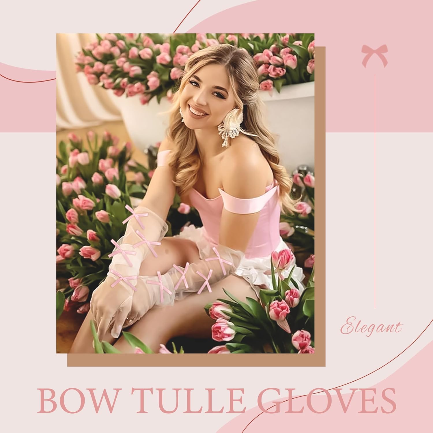 Long Bow Bridal Gloves Satin Bowknot Opera Gloves Tulle Wedding Sleeves Pearls Bachelorette Party Accessories - Image 5