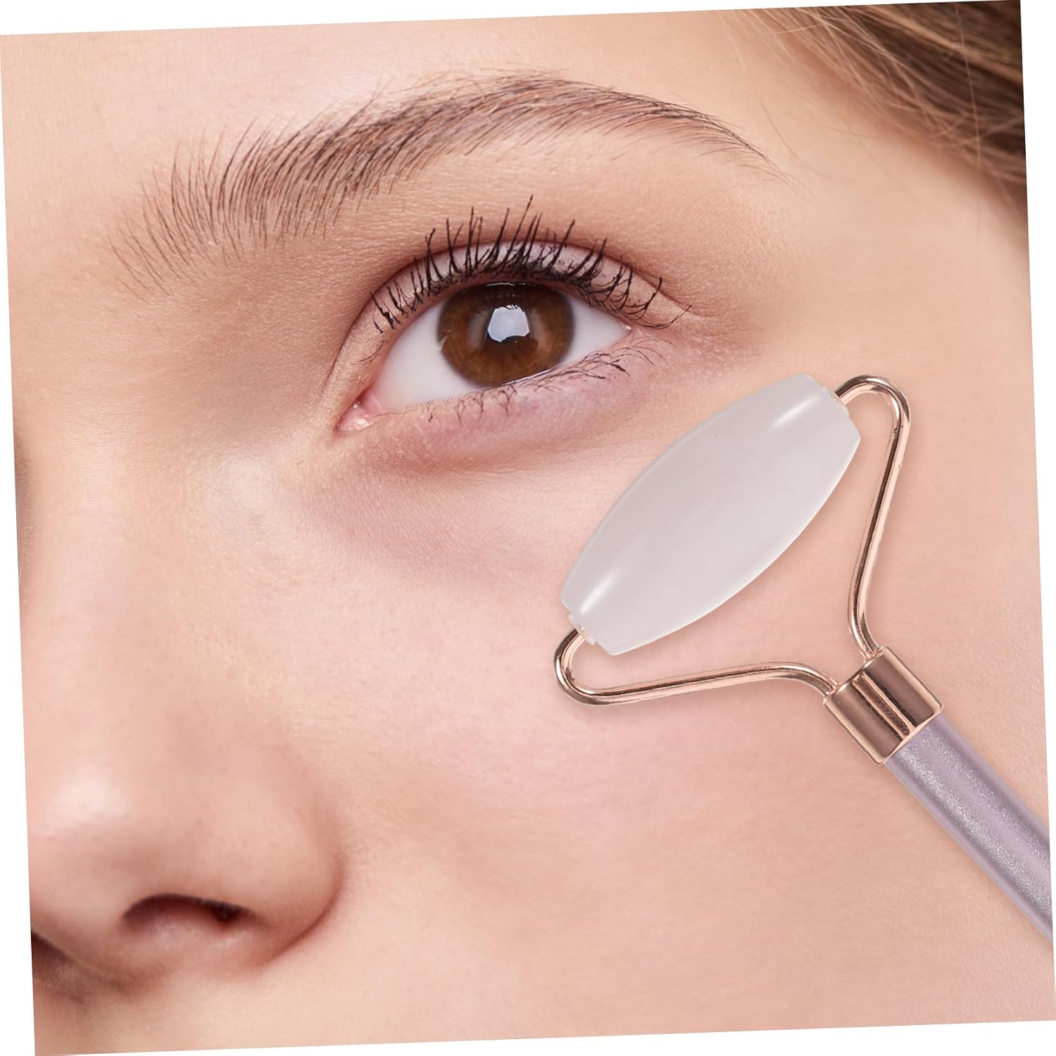 Vaguelly Facial Roller Beauty Stick Jade Facial Mask Brush Face Roller Set Rose Quartz Tool for