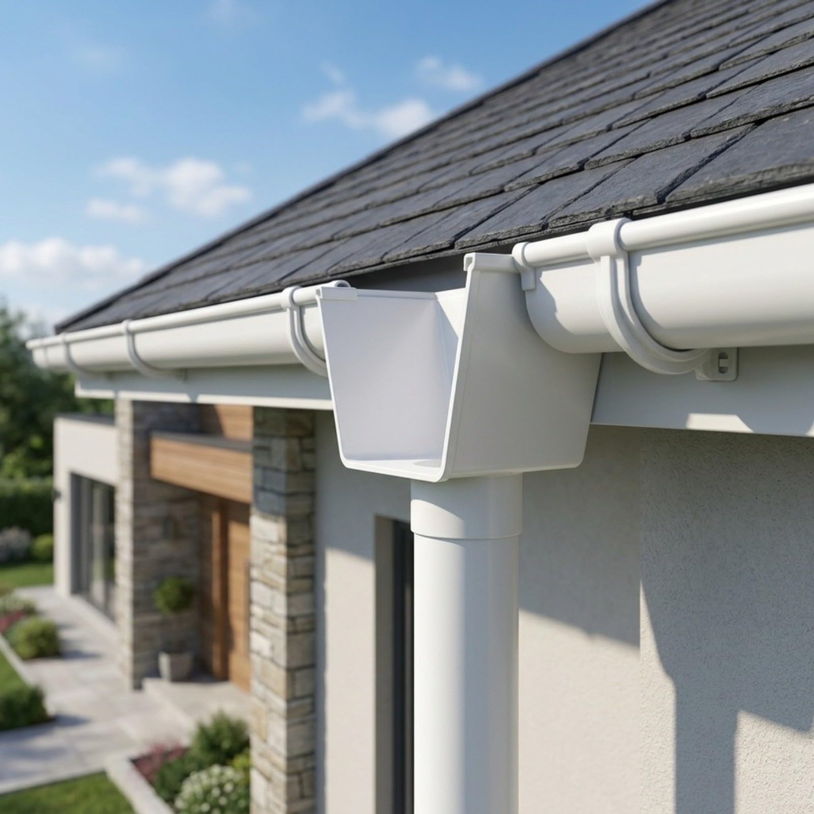 Grondaia in PVC con profilo a U 19 X 16 cm grondaia | Per il drenaggio del tetto e grondaia da giardino per casa, garage e giardino, terrazza e carport (L)