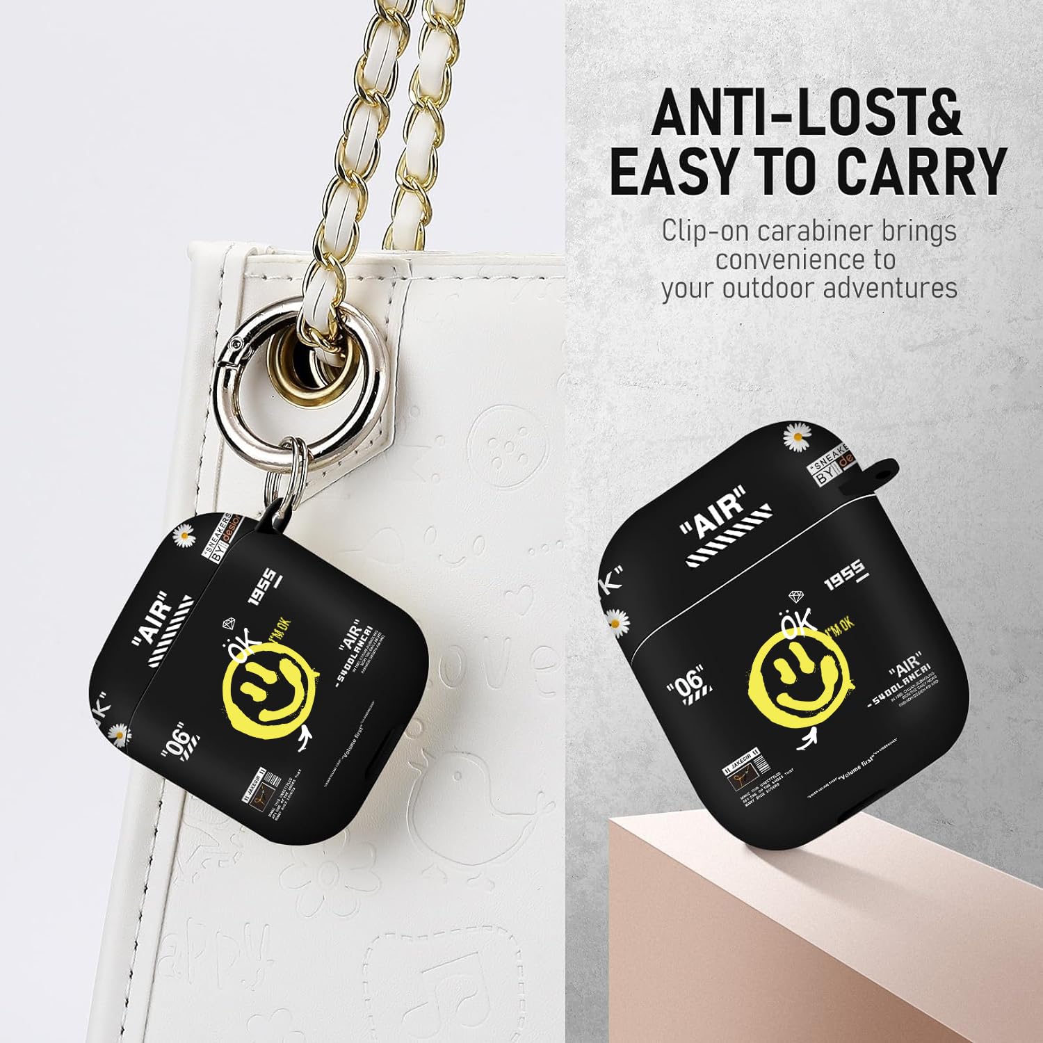 Gedicht Coque de protection en TPU souple pour Airpods 2e génération, résistante aux chocs pour Airpods de 2e et 1ère génération, motif chaussure de sport bleue avec kit de nettoyage et porte-clés