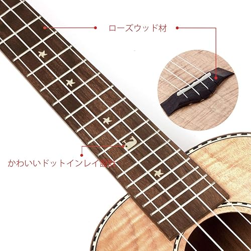 Miniatura 44 de Ukelele Kmise soprano - Ukelele profesional de caoba, Instrumento de 21 pulgadas para principiantes, Kit de iniciación de ukelele hawaiano