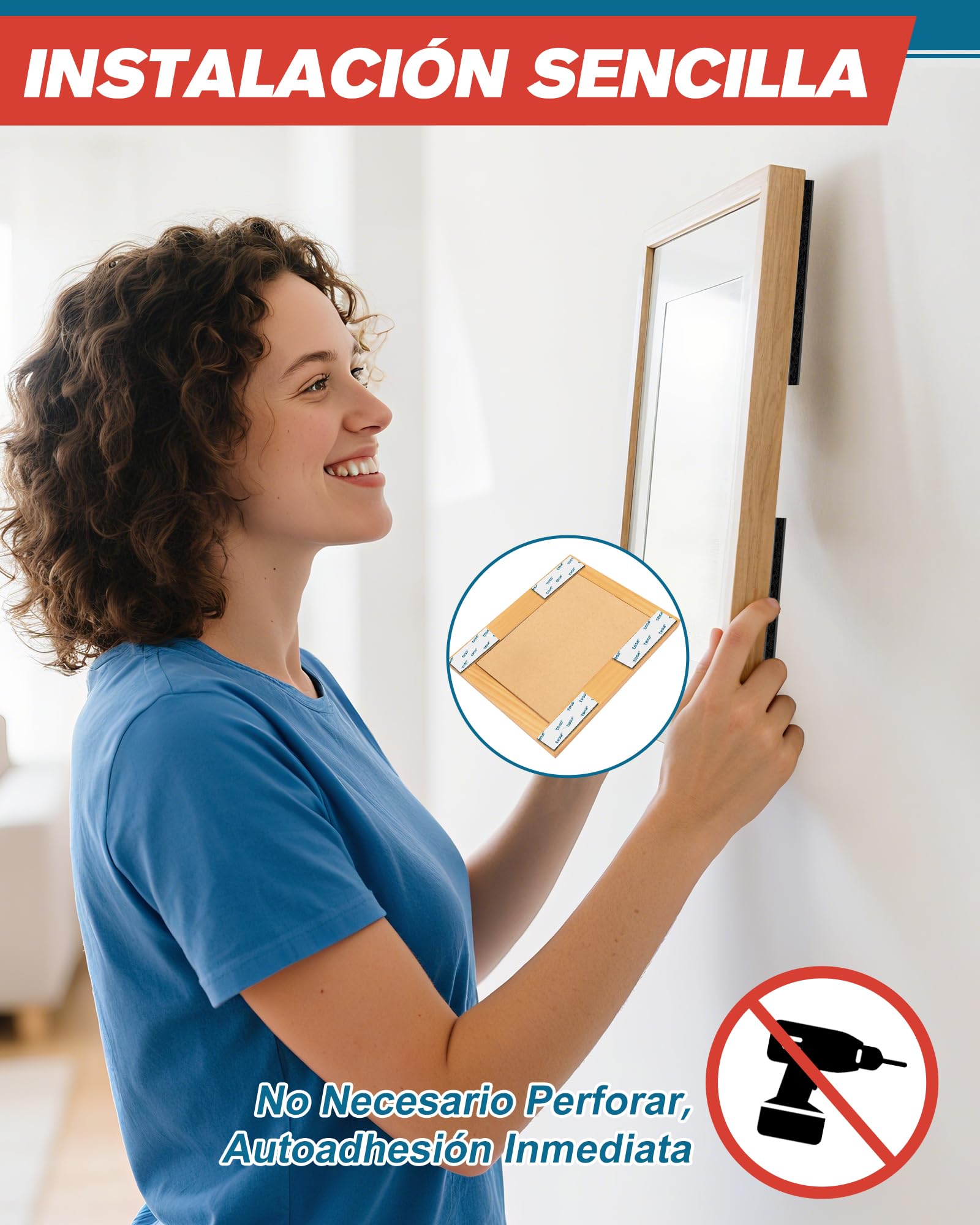 EMITEVER Autoadhesiva Doble Cara, 50X100mm Tiras Hook y Loop Tape Extrafuerte, Para Marcos De Fotos, Mosquiteras, Alfombrillas, Automóviles y Hecho a Mano (Negro, 50mmX100mm 20Pares)