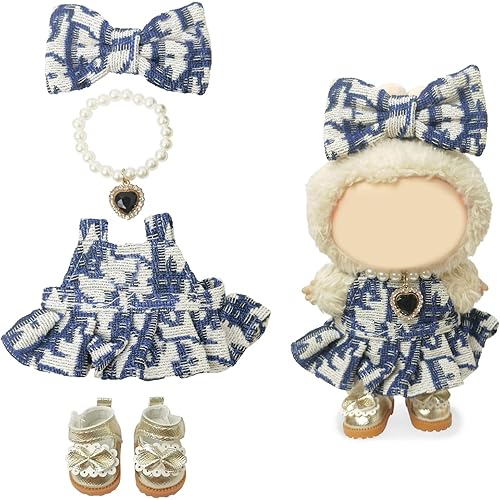 Clothes Compatible with LABUBU Doll – 4PCS Designer Chic Luxy Set, 17cm Doll Clothes Outfit for Urban Skyline Theme, Classic Stylish Accessories for Labubu, No Doll (Skyline Elegance)
