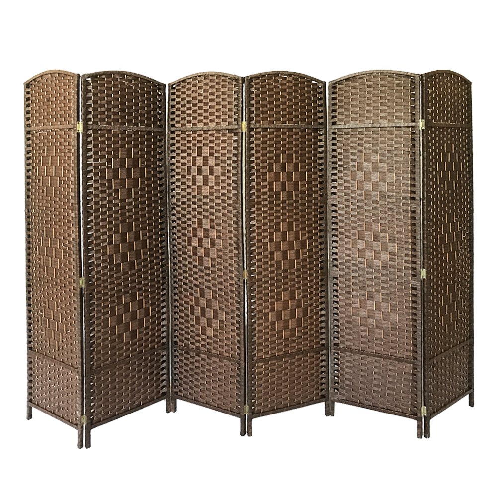PananaHomeHand Made Wicker Room Divider Folding Separator Partition Splitter Privacy Screen (Brown, 6 Panel)