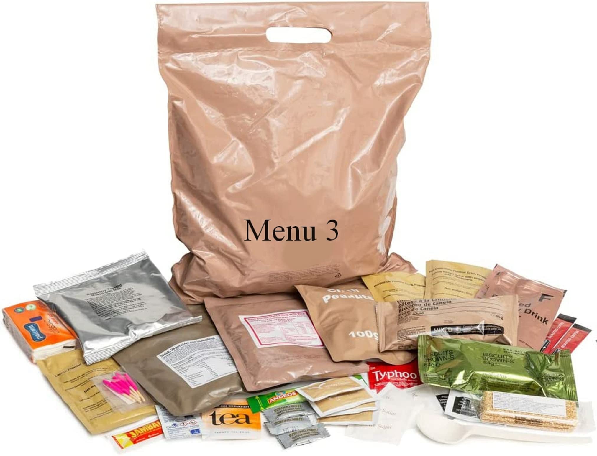 British Army Style 24 Hour Ration Pack - PD 06/22 - British Army Style MRE - Menu 3 - Military Style Ration Pack - Camping Food - Survival Food - Meals Ready To Eat
