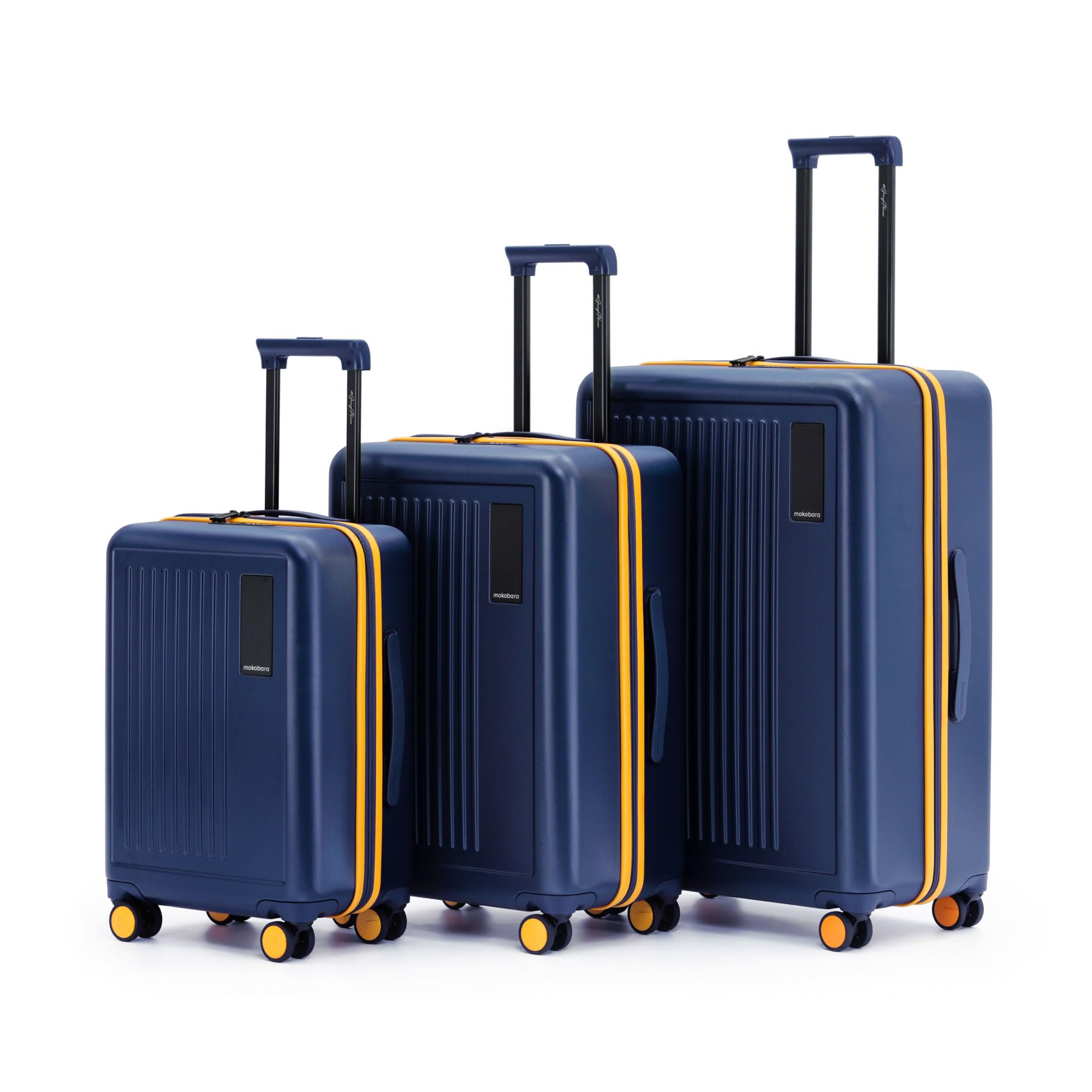 MOKOBARA Polycarbonate The Transit Speed_Wheel Luggage/Trolley Bag Poly-Carbonate Hard Sided 8 Silent Ninja Wheels (We Meet Again Sunray (Limited Edition), Set of 3),Blue, 54, 64 & 74 cm