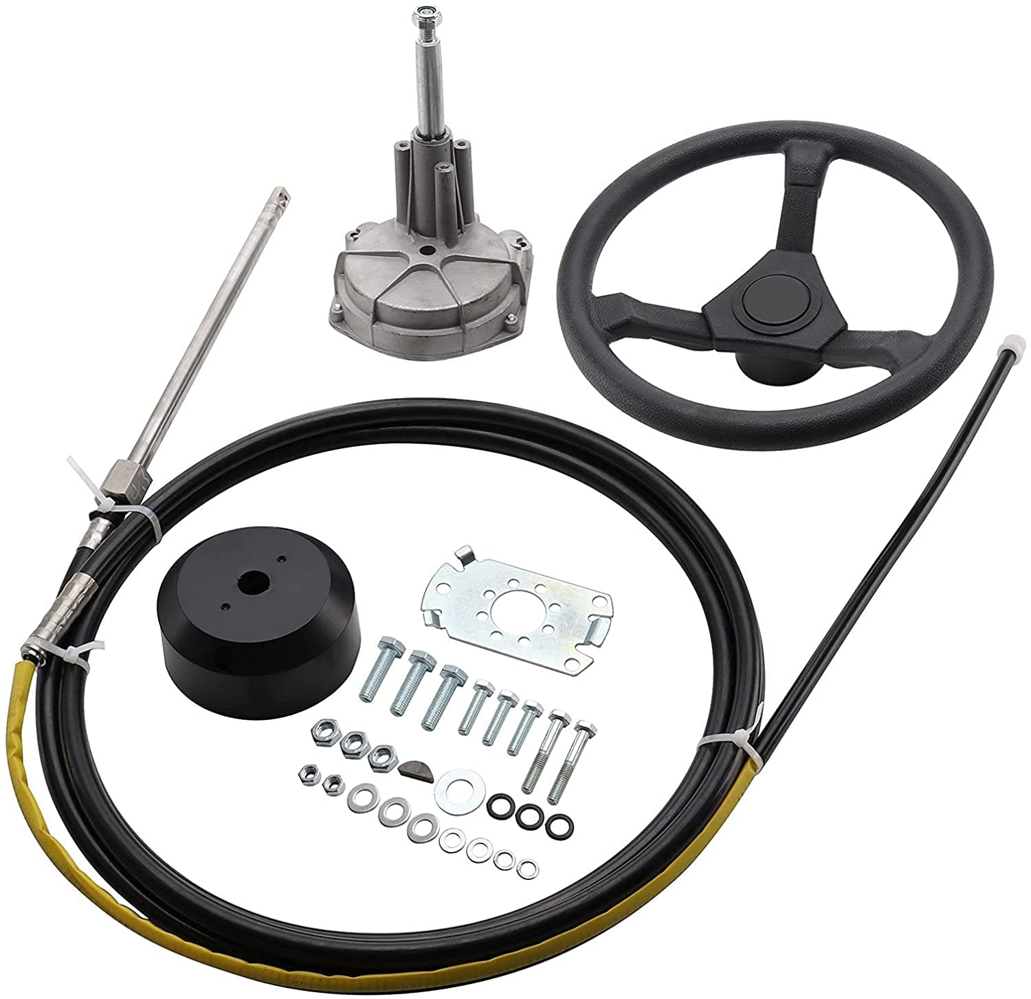 MOFANS 13' Boat Steering Cable 13 Feet Outboard Steering Cable with 13 inches Wheel Marine