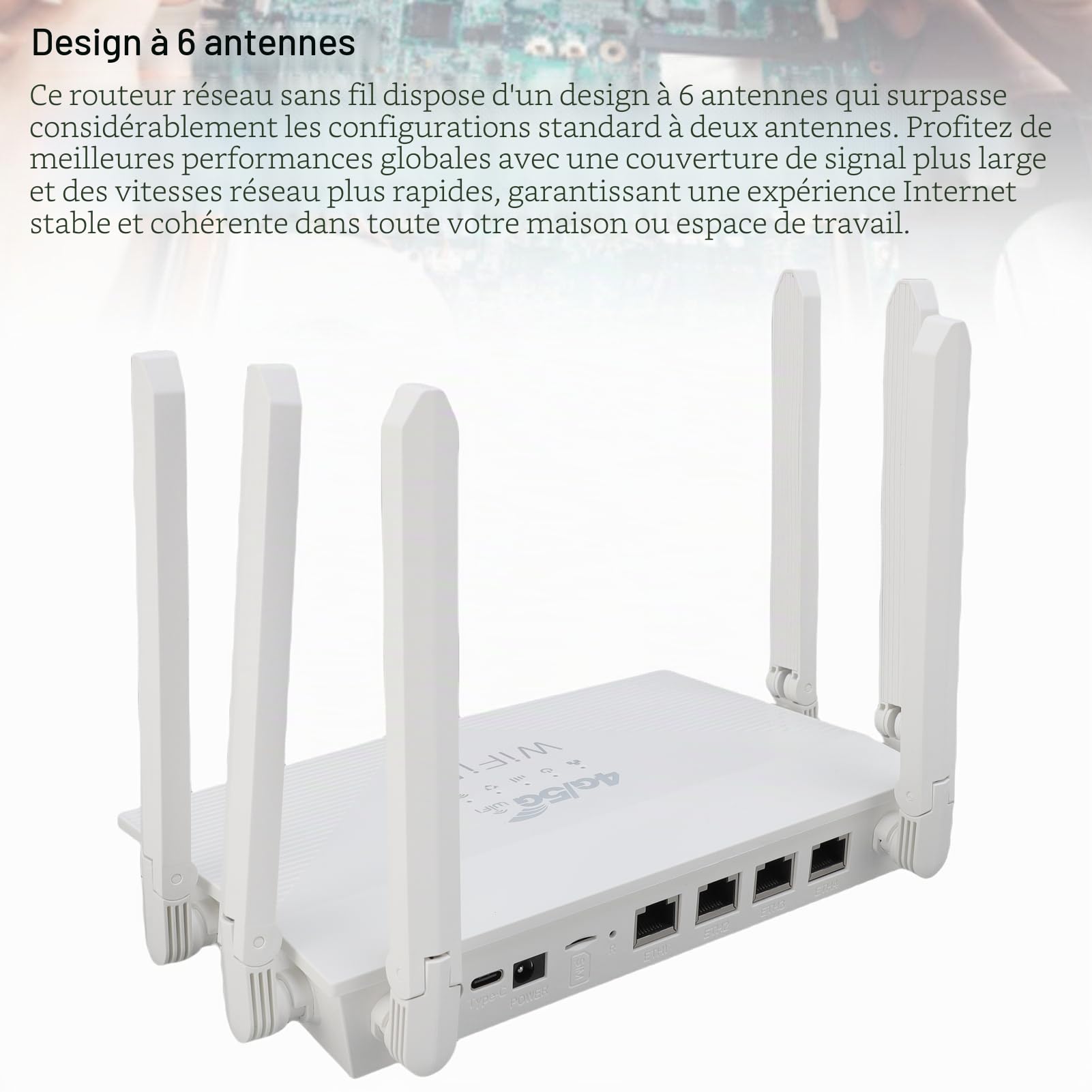 Tonysa Routeur sans Fil WiFi6, 4G CPE LTE 300 Mbps 6 Antennes Routeur Internet sans Fil avec Emplacement pour Carte SIM, sécurisé pour Bureau, Vente au Détail,