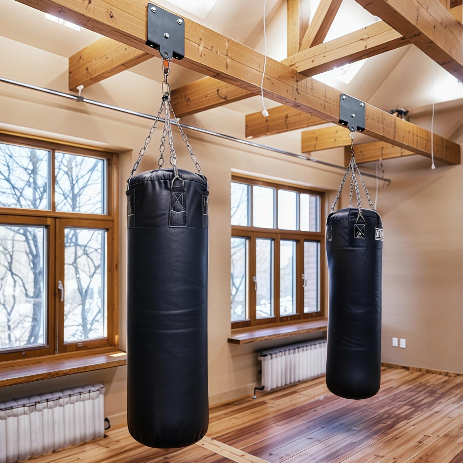Supporto da soffitto per sacco pesante, gancio da soffitto per sacco da boxe, supporto in metallo per sacchi da boxe con gancio rotante, facile installazione per allenamento interno ed esterno