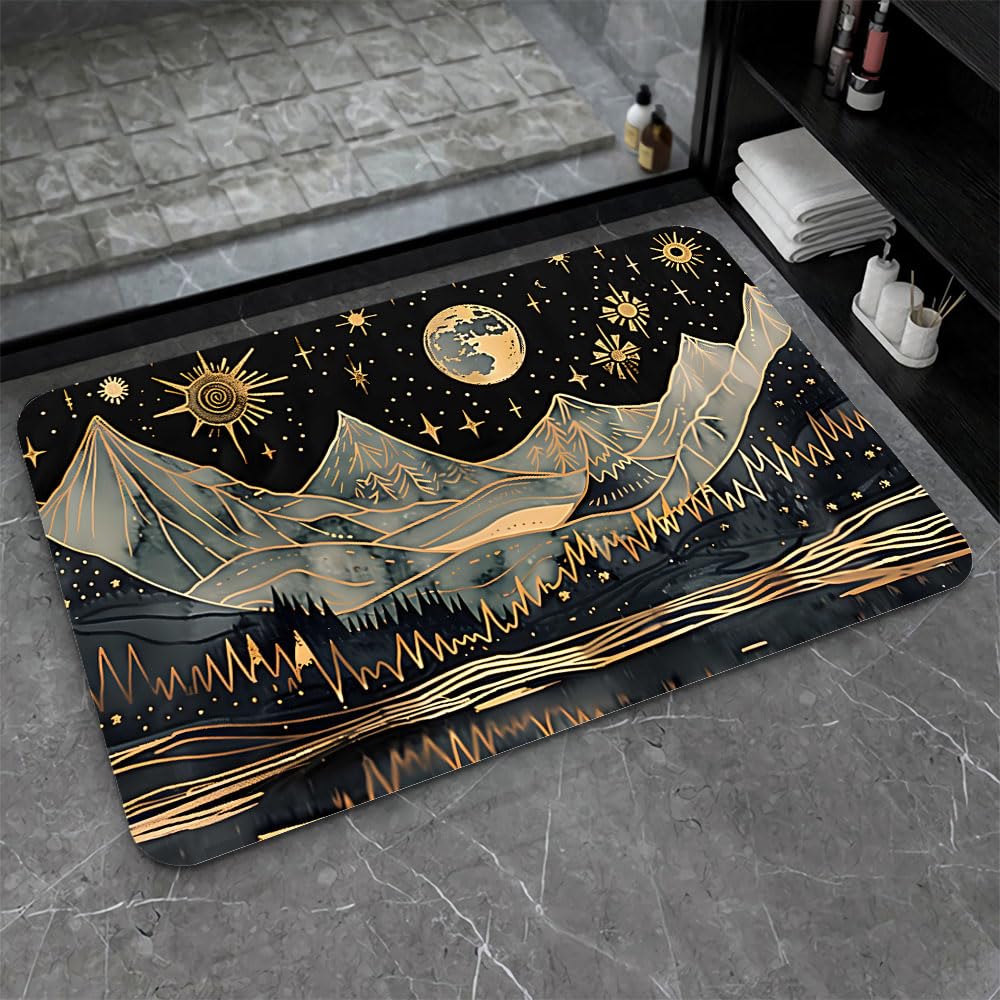 Alfombrilla de baño de tierra de diatomeas con diseño de luna de 43x70 cm para el hogar