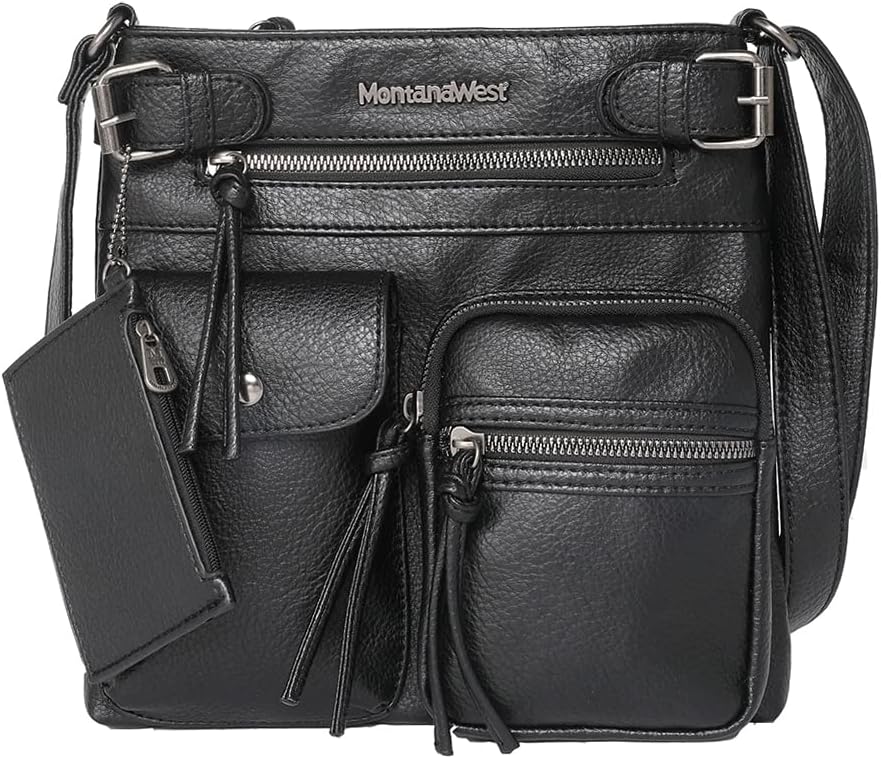 Montana WestCrossbody Bag for Women Multi Pocket Shoulder Bags Medium Travel Purses Ultra Soft Washed Leather 046