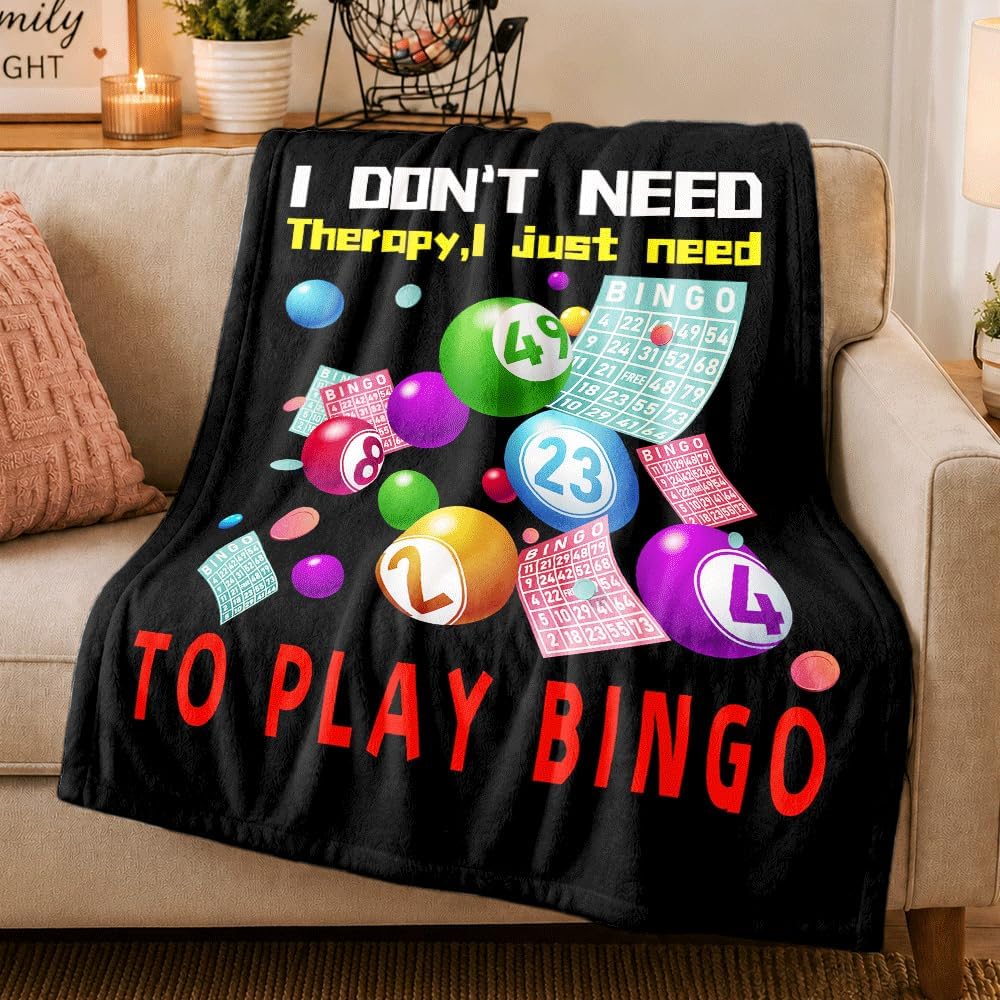 I Don't Need Therapy, I Just Need to Bingo Flannel Fleece Blanket Throw Couch Microfiber Soft Cozy Lightweight Luxury Bed Blanket 50"x40"for Kids