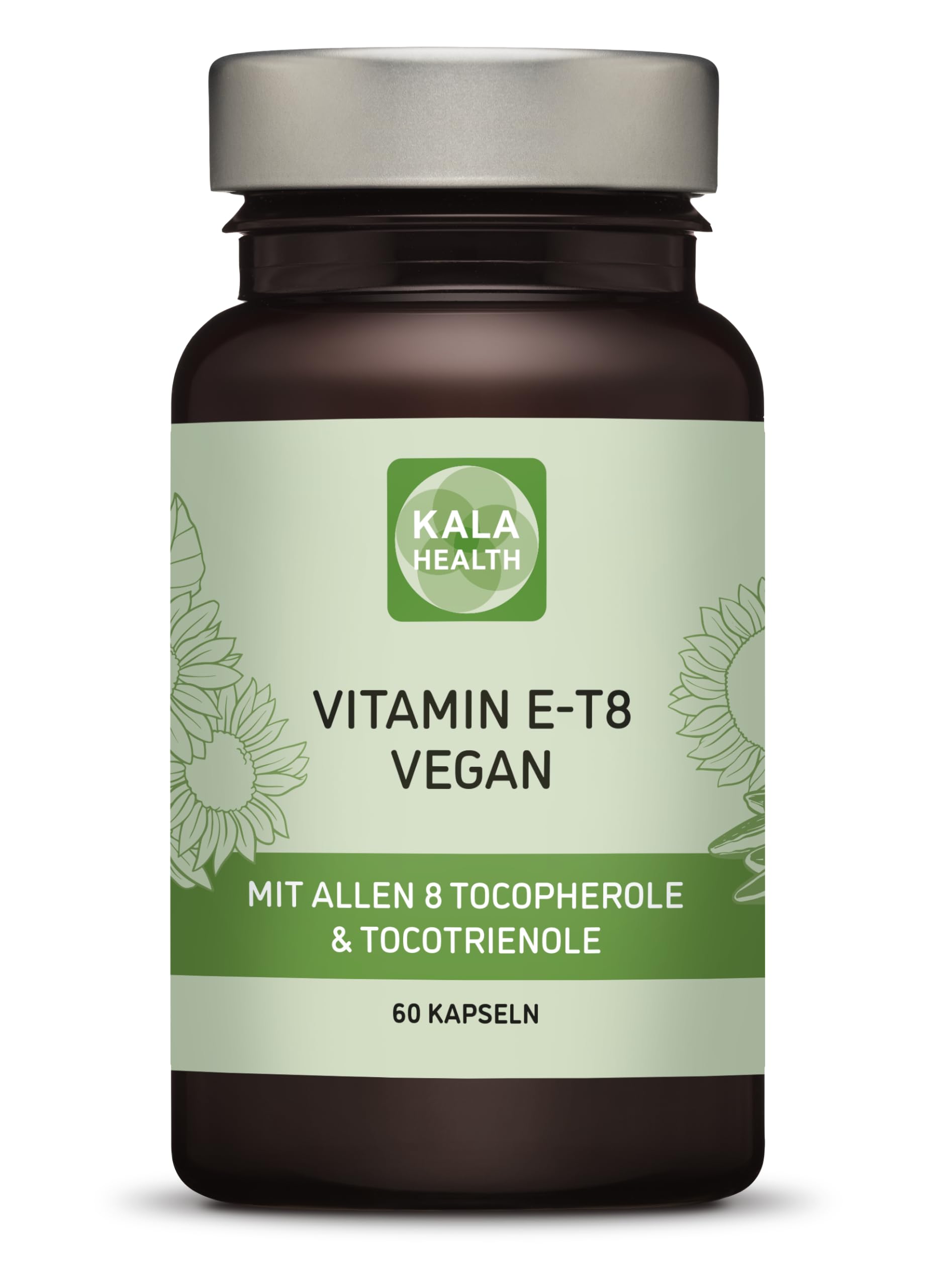 Kala Health Vitamin E-8 60 Vegan Kapseln - Enthält alle 8 bekannten Formen Vitamin E, darunter 4 Tocotrienole (40mg) und 4 Tocopherole von ausgezeichneter Qualität, und aus natürlichen Quellen