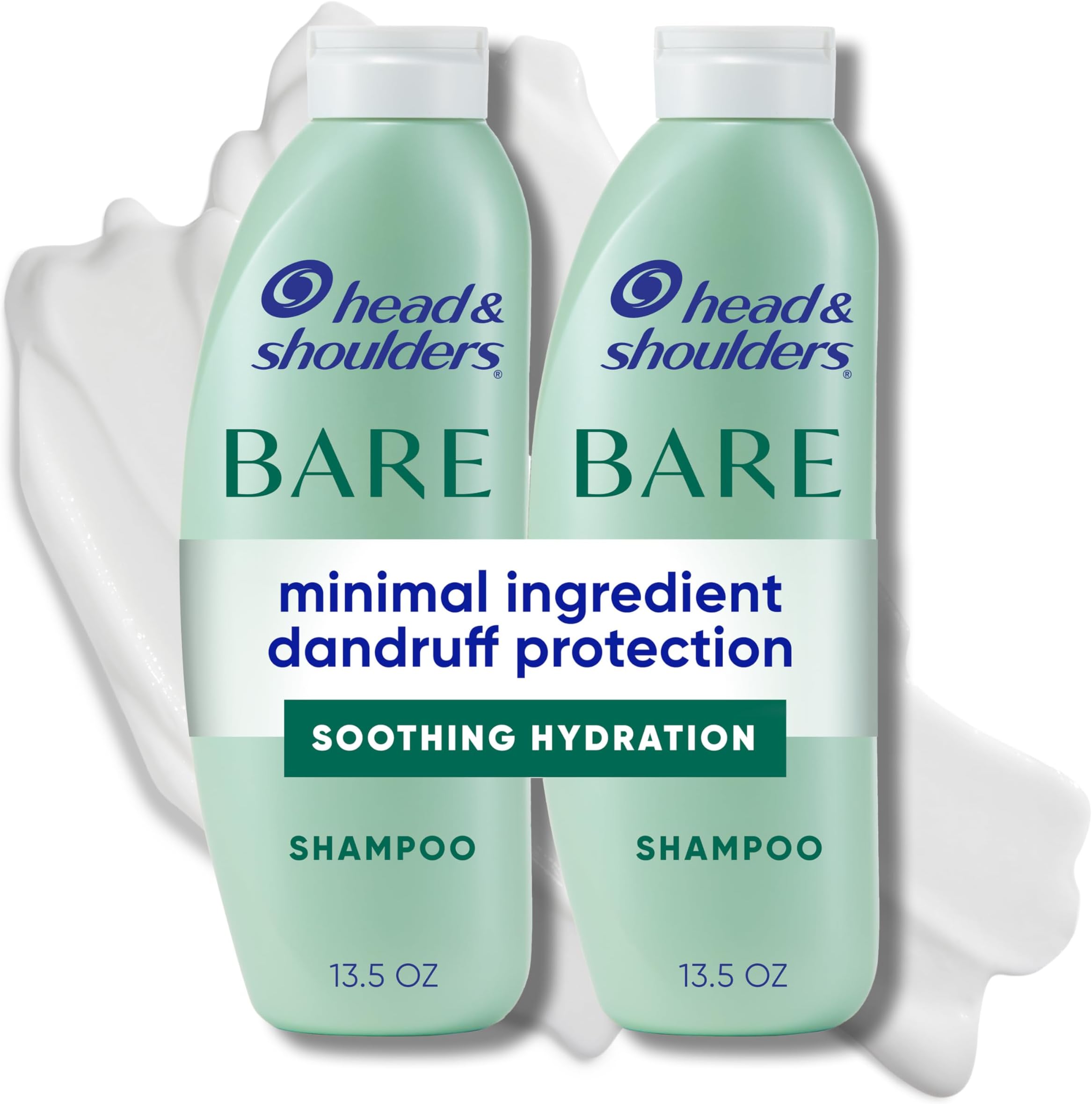 Head & Shoulders Anti-Dandruff Shampoo, BARE Soothing Hydration Twin Pack, 1% Pyrithione Zinc, Dry Scalp Relief, Free of Sulfates, Silicones, Dyes, 13.5 fl oz Each