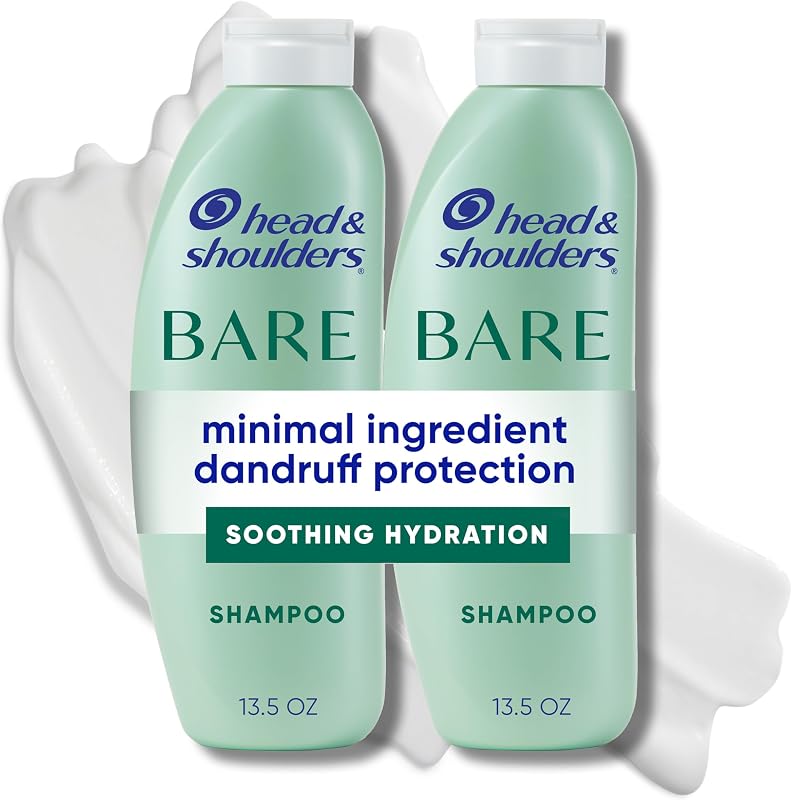 Head & Shoulders Anti-Dandruff Shampoo, BARE Soothing Hydration Twin Pack, 1% Pyrithione Zinc, Dry Scalp Relief, Free of Sulfates, Silicones, Dyes, 13.5 Fl Oz Each