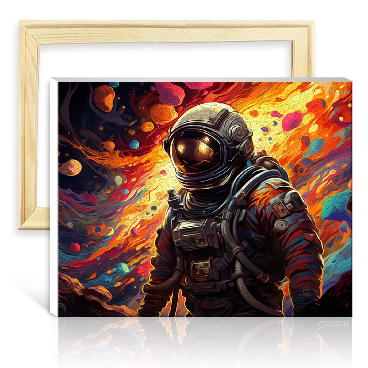 TANGFEIY Paintting Astronaut Oil Painting DIY Digital Art Artwork with Brushes and Acrylic Pigment for Bedroom Living Room Decor with Frame(30x40cm)