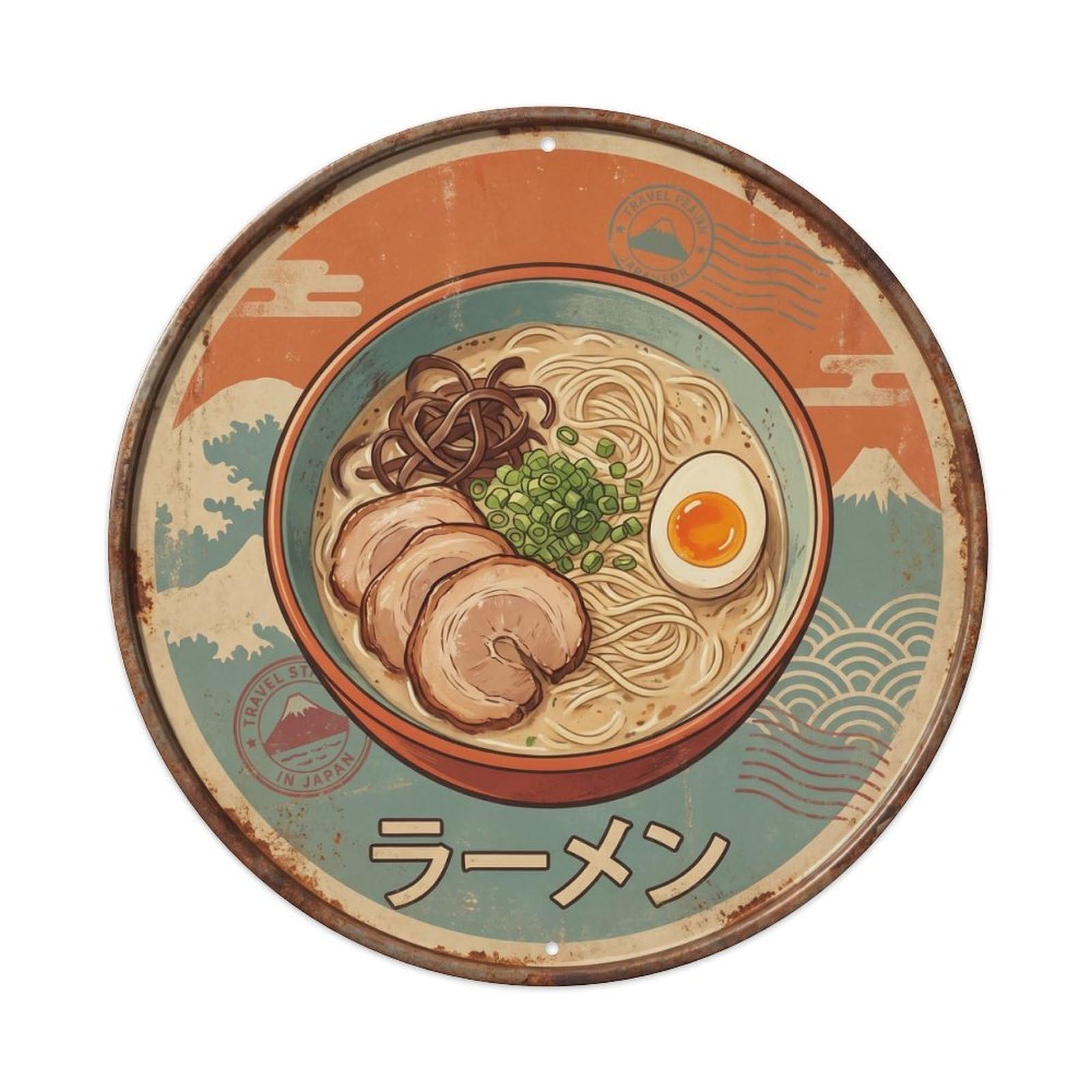 Cxhjca 8X8inch(20X20cm) Japanese Ramen Noodle Bowl Travel Shop Noodles Kitchen Metal Tin Sign