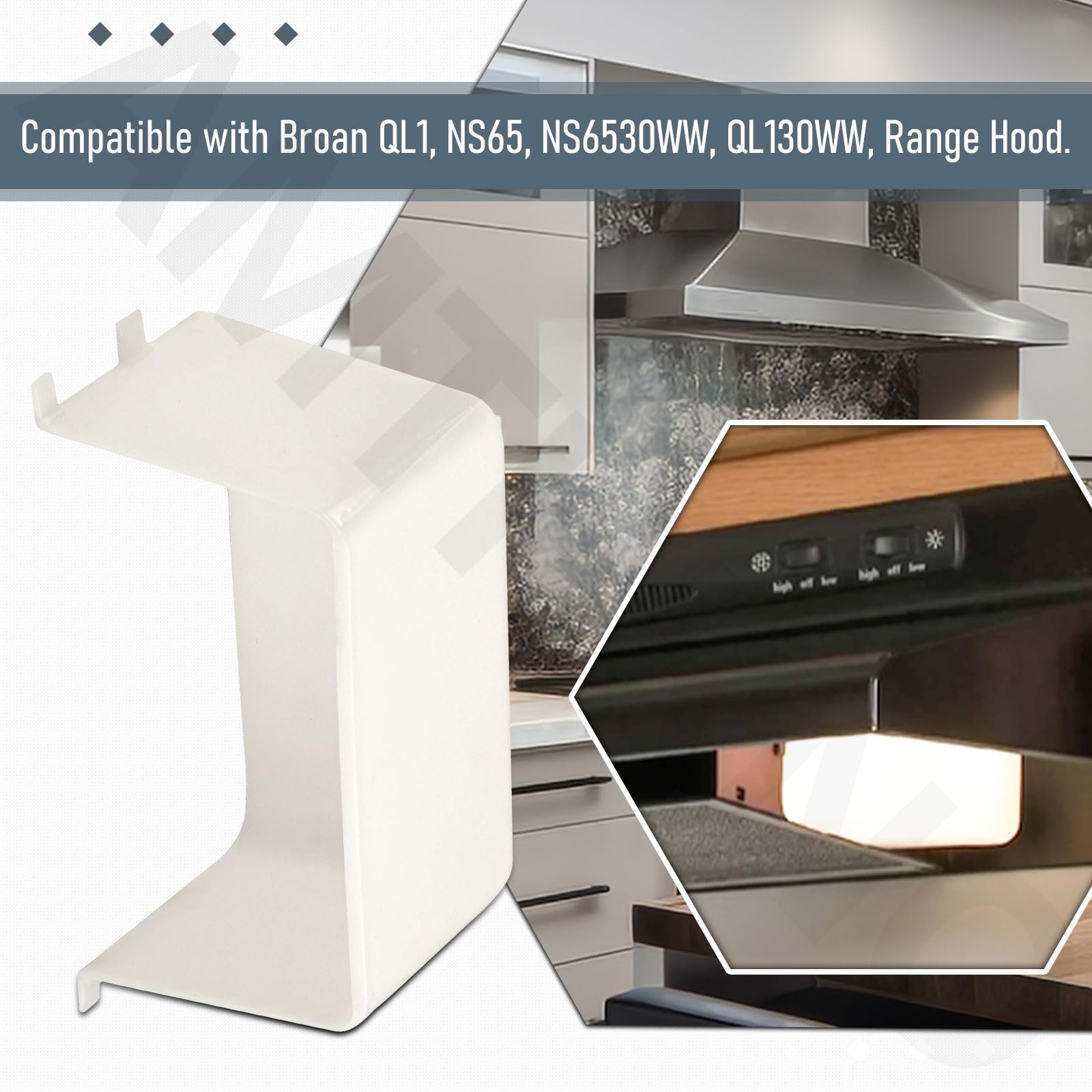 SR401650 Lente de cubierta de luz compatible con campana extractora Broan R401650 AP5613955 QL1 NS65 5