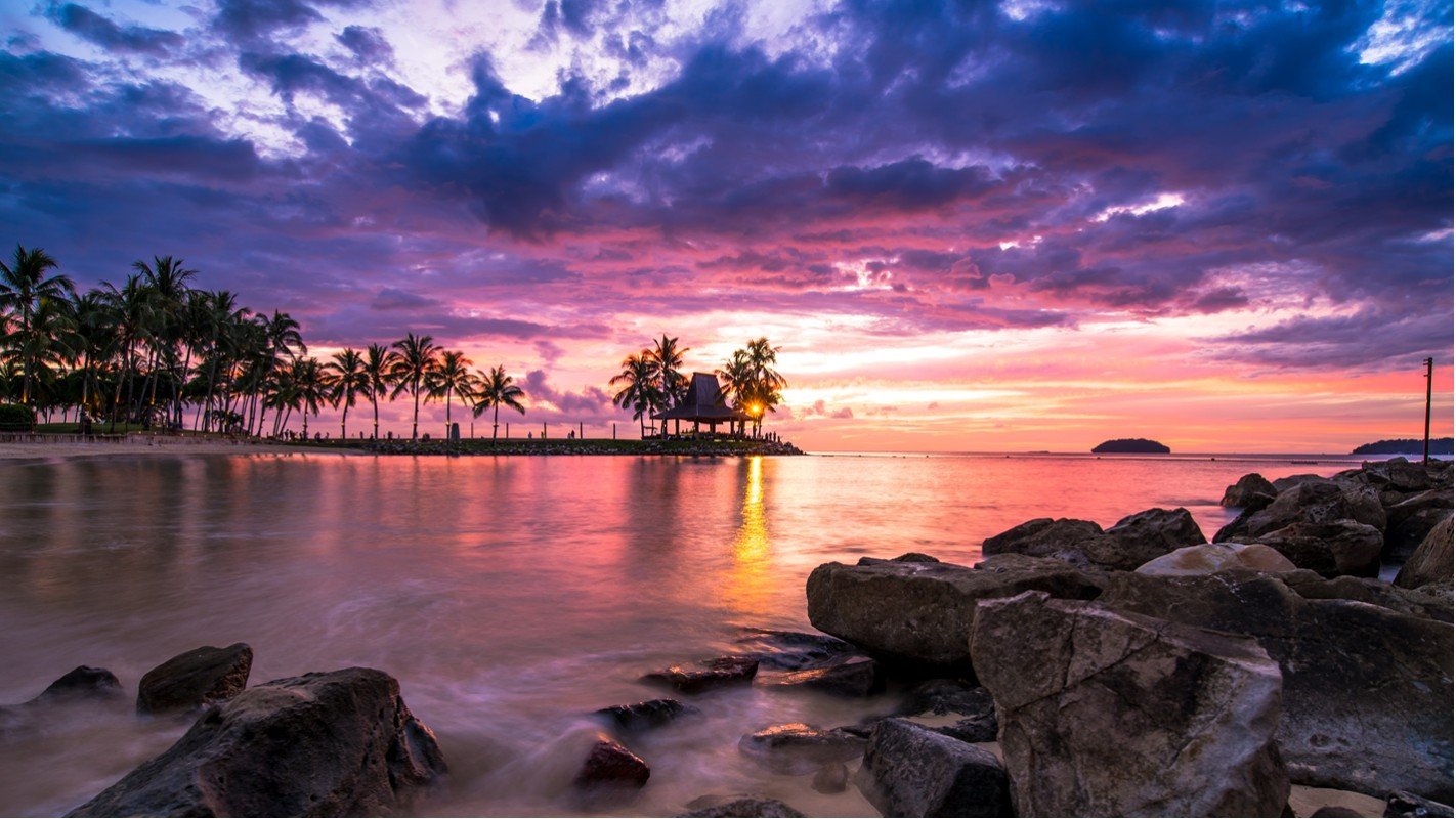 Stukk White Tropical Beach At Sunset Landscape Poster - A1 (594 X 841Mm)