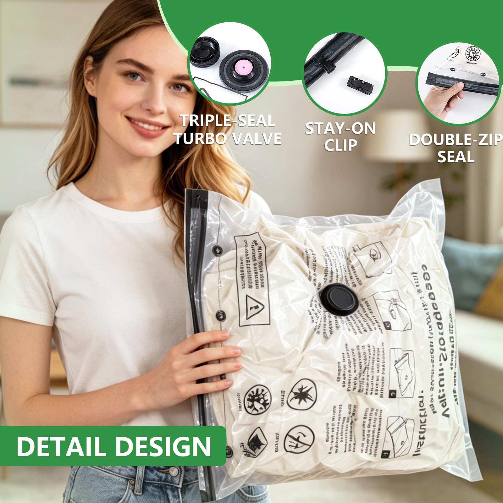 Sacchetti Sottovuoto Vestiti con Pompa Elettrica, 10 Pezzi Sacchetti Salvaspazio Riutilizzabili con Pompa (2XS+2XS+2S+2M+2L), Borse portaoggetti per viaggi, vestiti, piumini, biancheria da letto