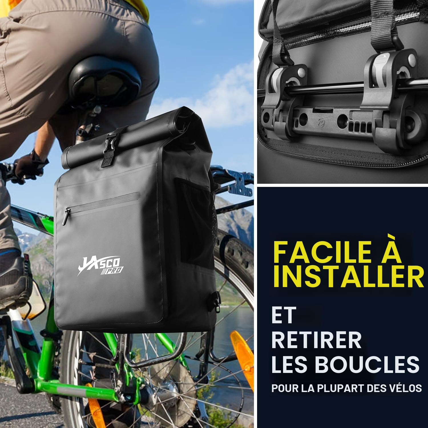 JASCOPRO 3 en 1 Sacoche de Vélo pour Porte-Bagages, 25-32L Sacoche de Vélo | étanche Sac de Vélo Arrière Sac Arrière Velo Sacoche de Porte-Bagages Sacoches de Vélo Impermeables pour Vélo/Moto/VTT