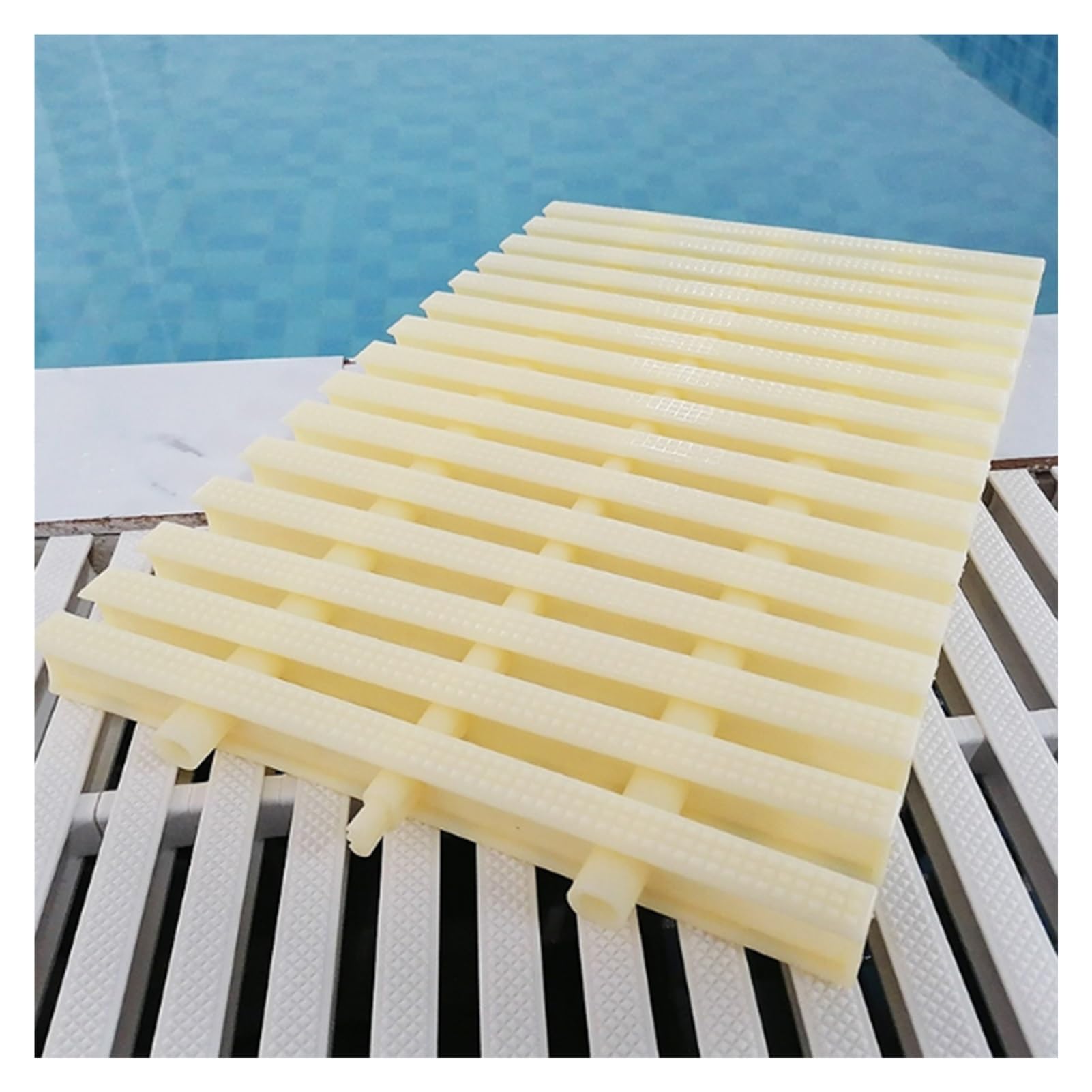 LWJSOCP Flow Pool Overflow Drain Grate, Activity Grating Cover Strip, Deck Grate Drainage Cover, Indoor/Outdoor Outlet Drainage (Color : Beige-9.8in, Size : 2pcs)