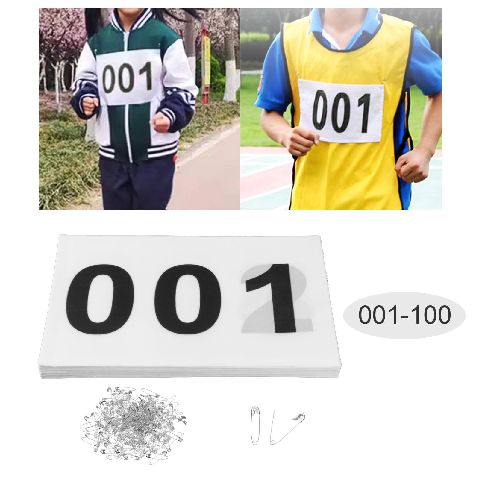 Baoblaze 100 Pezzi Pettorali Numeri Corsa Pettorine Atleti Numeri Sportivi in Pongee Riutilizzabile con Spille Incluse Adatto per Maratone Ciclismo E