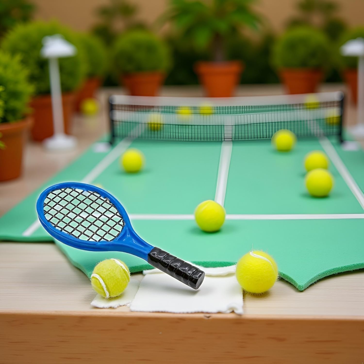 Mini raquette et balle de tennis en plastique, raquette de tennis l'inventaire, modèle de tennis sportif, accessoires de maison de courses, beurre, 1/6, 1/12  26