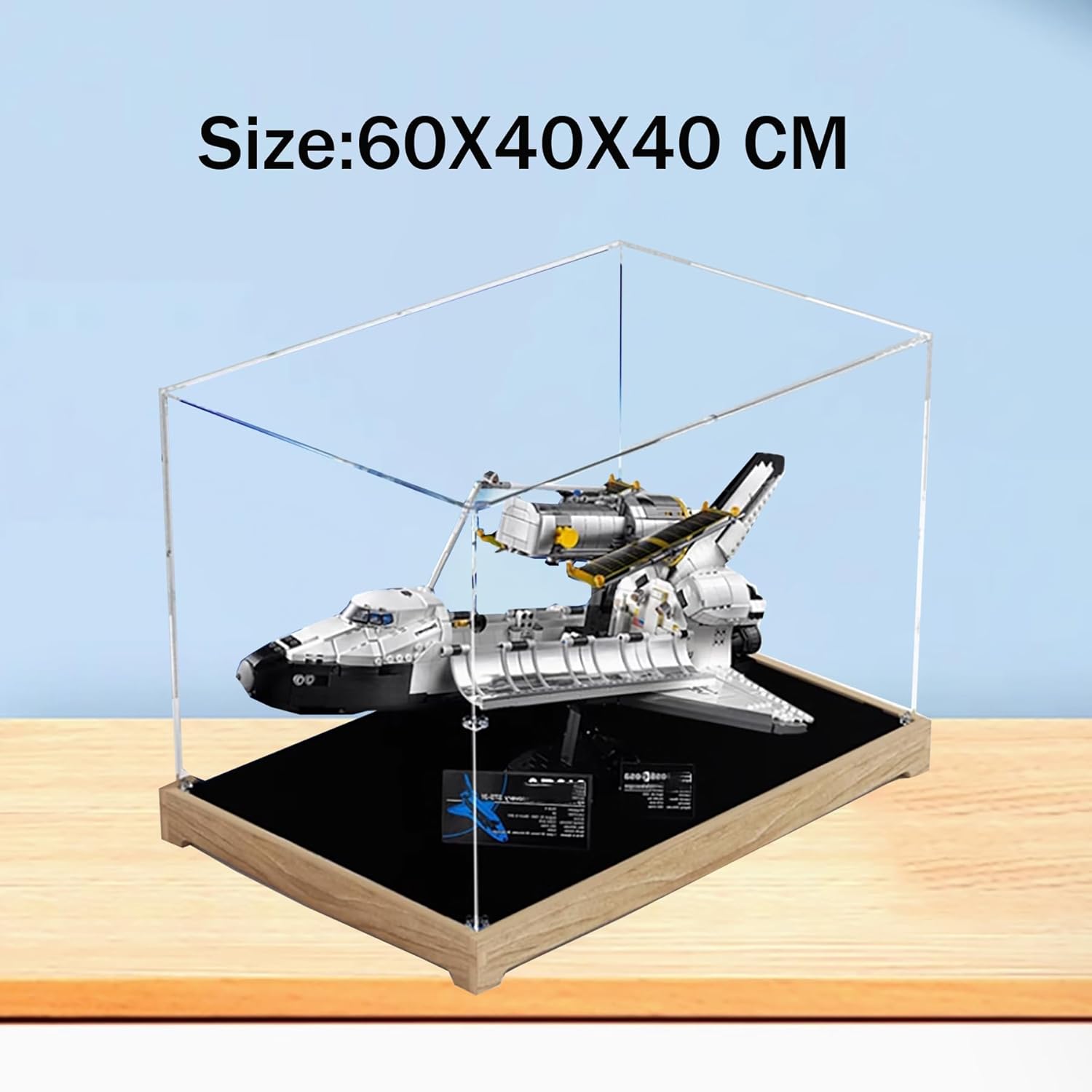 Acrylic Display Case for Lego 10283 Space Shuttle Discovery Building Set– Dustproof Display Box & Showcase, Display Box Compatible with Lego 10283 -Only Display case (Original Wood Base)