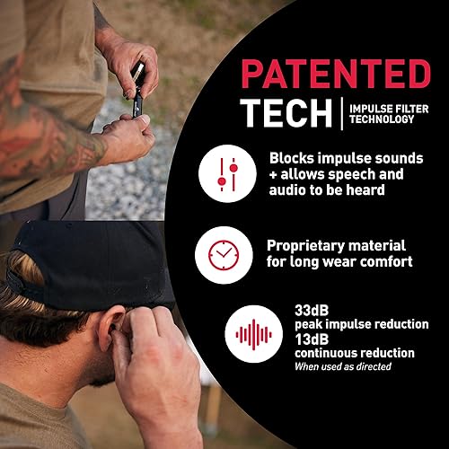 Miniatura 2 de Safariland Protección auditiva por impulso en el oído, negro  rojo, mediano  grande