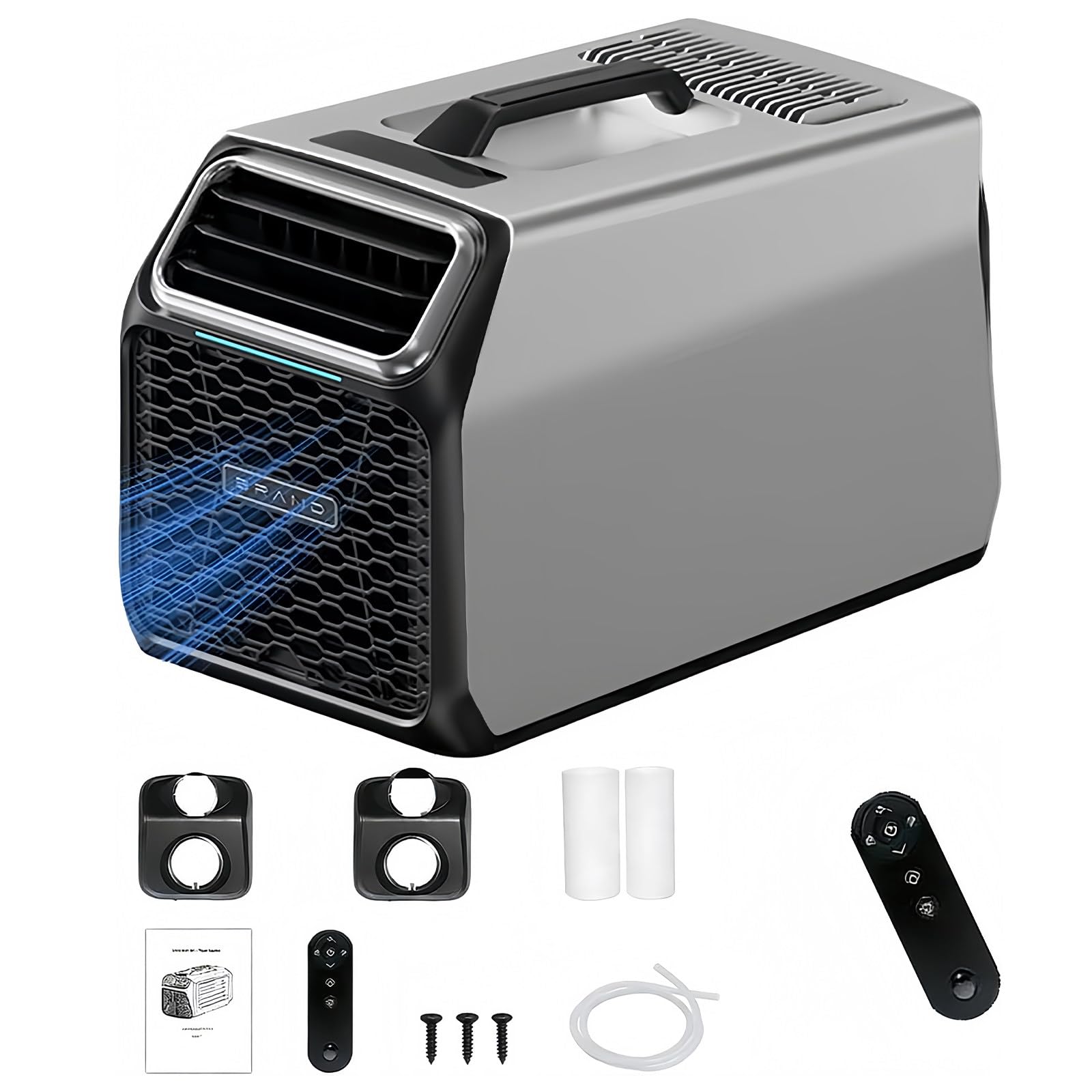 JIYINGHUI Portable Air Conditioner 5000 BTU, 550W Compressor Cooling AC with Exhaust Duct Kit, Remote Control, Compact Air Cooler for Camping Tent, RV, Camper Van, Bedroom, Home Office