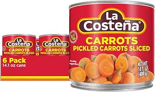 La Costeña Sliced Pickled Carrots with Jalapeños - Authentic Mexican Taco Toppings, Zesty Hot Pickled Veggies, 14.1oz 6-Pack