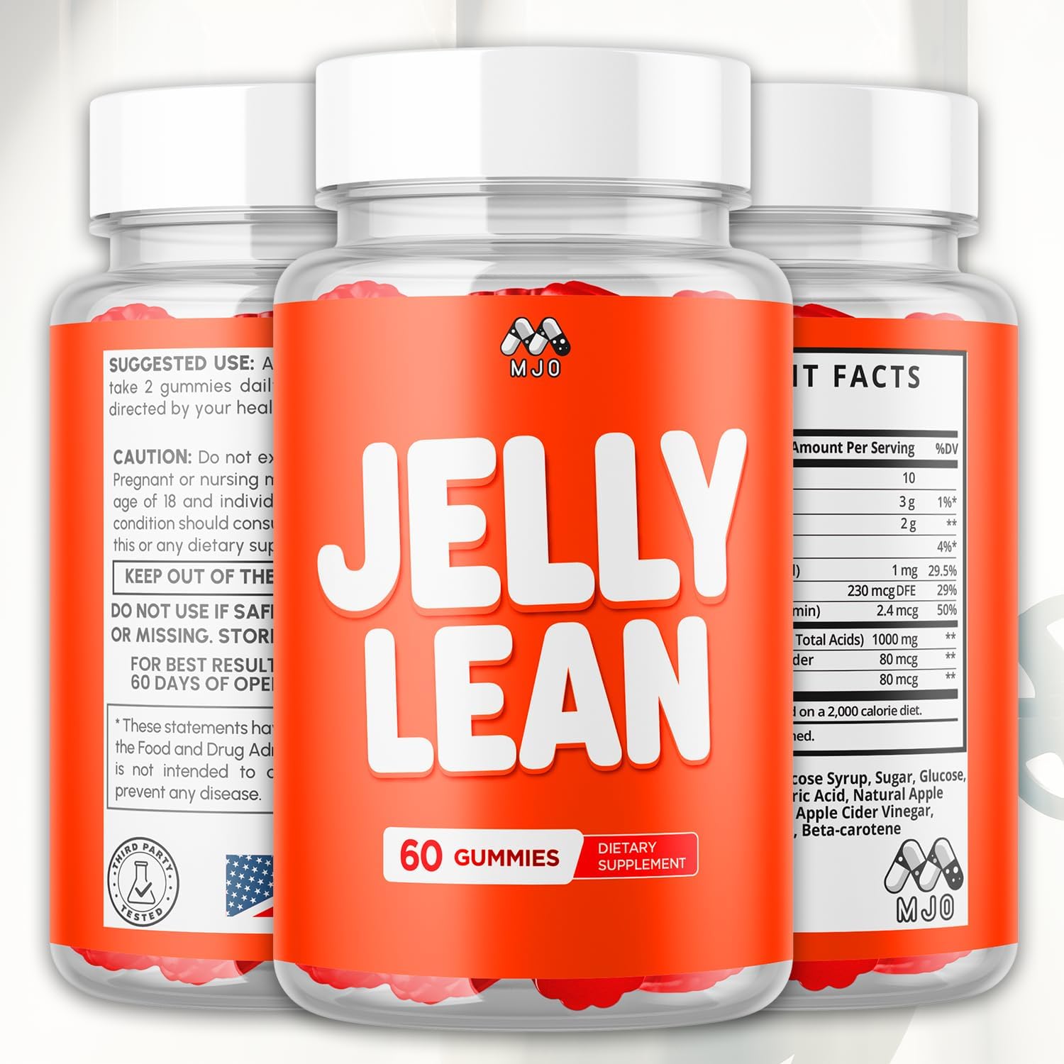 (2 Pack) Jelly Lean Gummies, Official Jelly Lean Gummys with All Natural Ingredients, Advanced JellyLean Health & Wellness Vitamin Formula, Maximum Strength Active Lifestyle Multivitamin (120 Gummies)