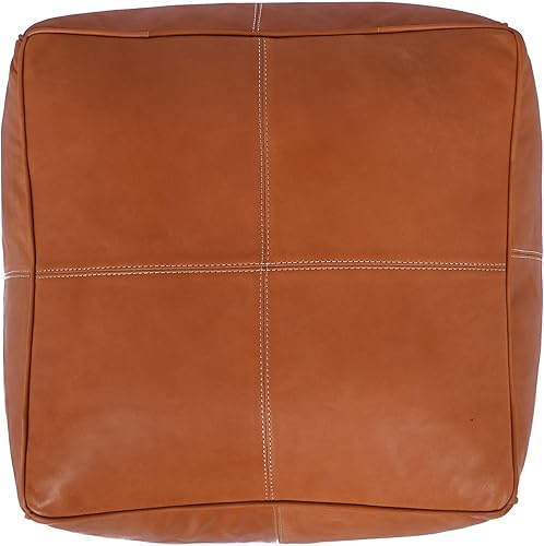 Miniatura 55 de Marrakesh Gallery Funda otomana de cuero - Puf cuadrado marroquí, sala de estar, dormitorio otomano Marrón,Beige Bronceado,Azul,Marrón (Dark