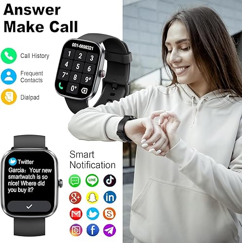 Miniatura 2 de Reloj inteligente con pantalla táctil HD de 1.91 pulgadas, rastreador de actividad física con llamadas Bluetooth, reloj de fitness con monitor de
